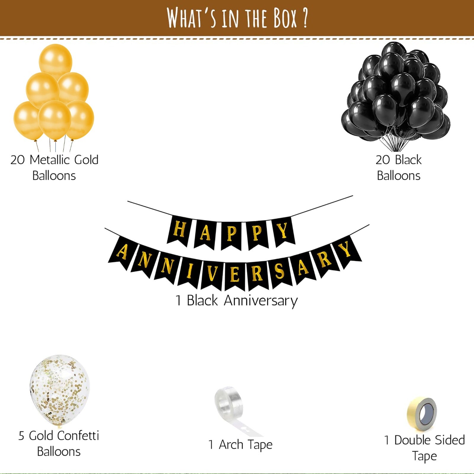 Black and Golden Theme Happy Anniversary Balloon Decoration