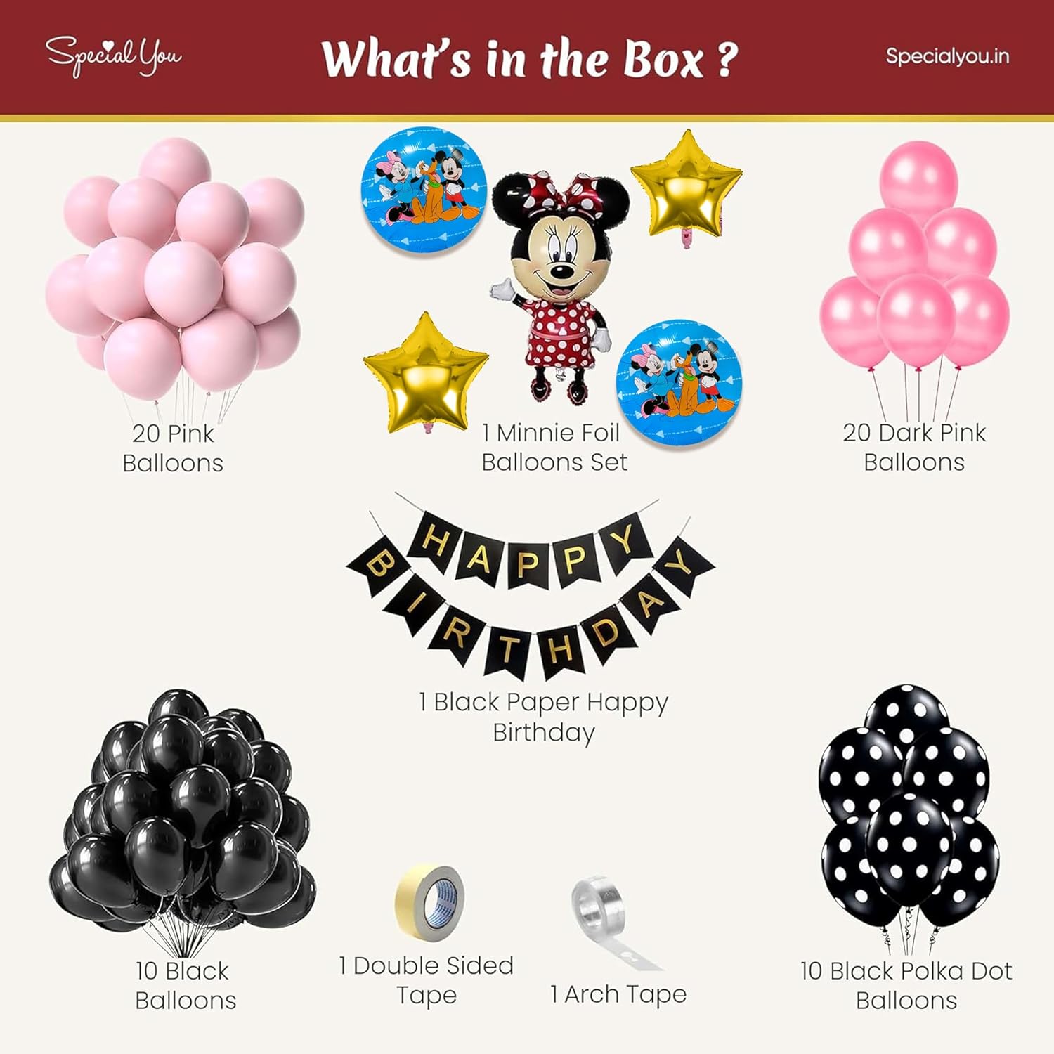 Minnie theme birthday decor items
