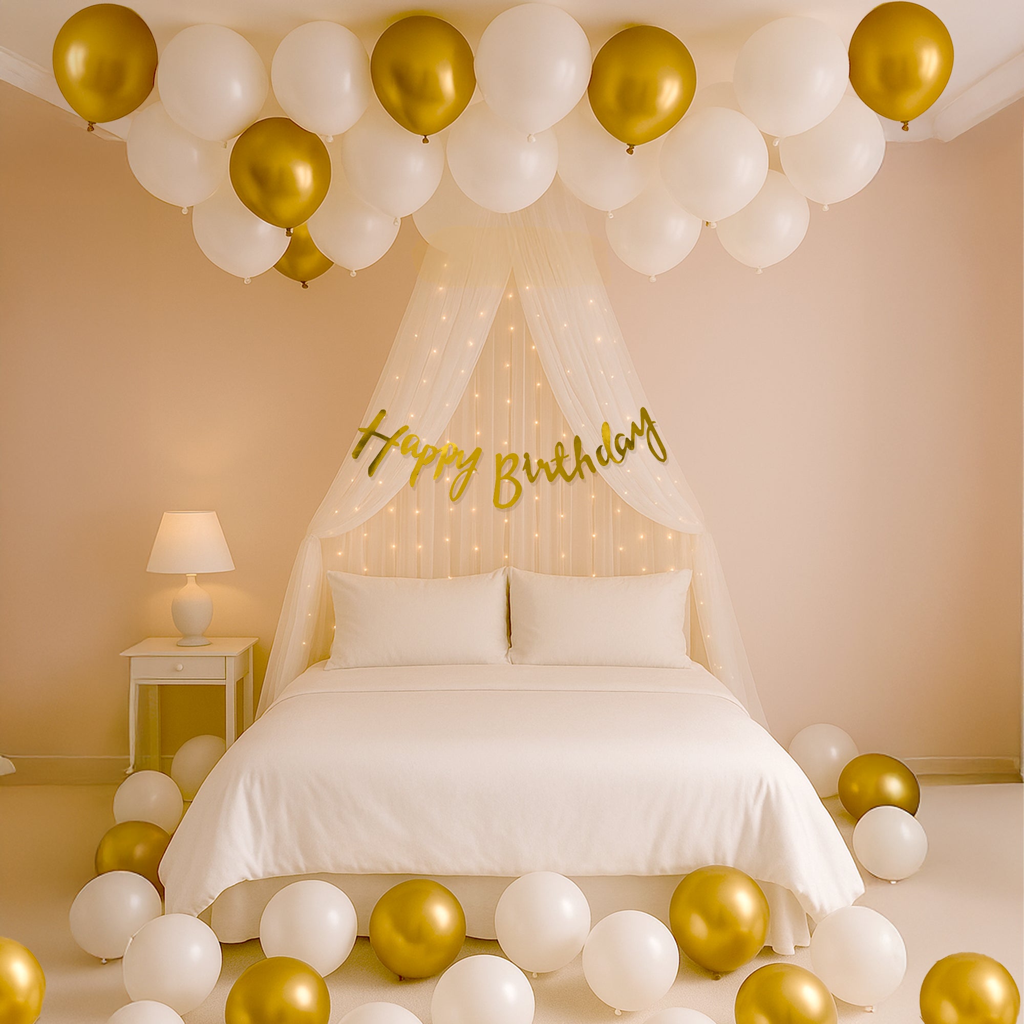 White Gold Balloons for Birthday Decor