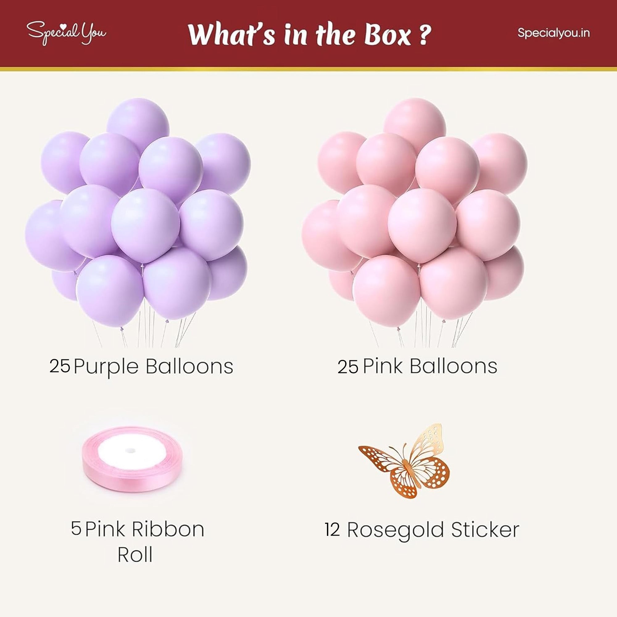Pink and purple balloon with butterfly birthday decoration