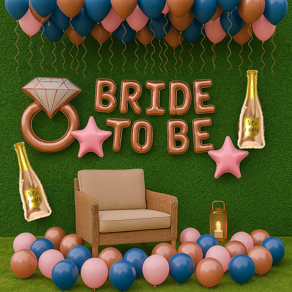 Blue & Gold Bride To Be Decor Kit