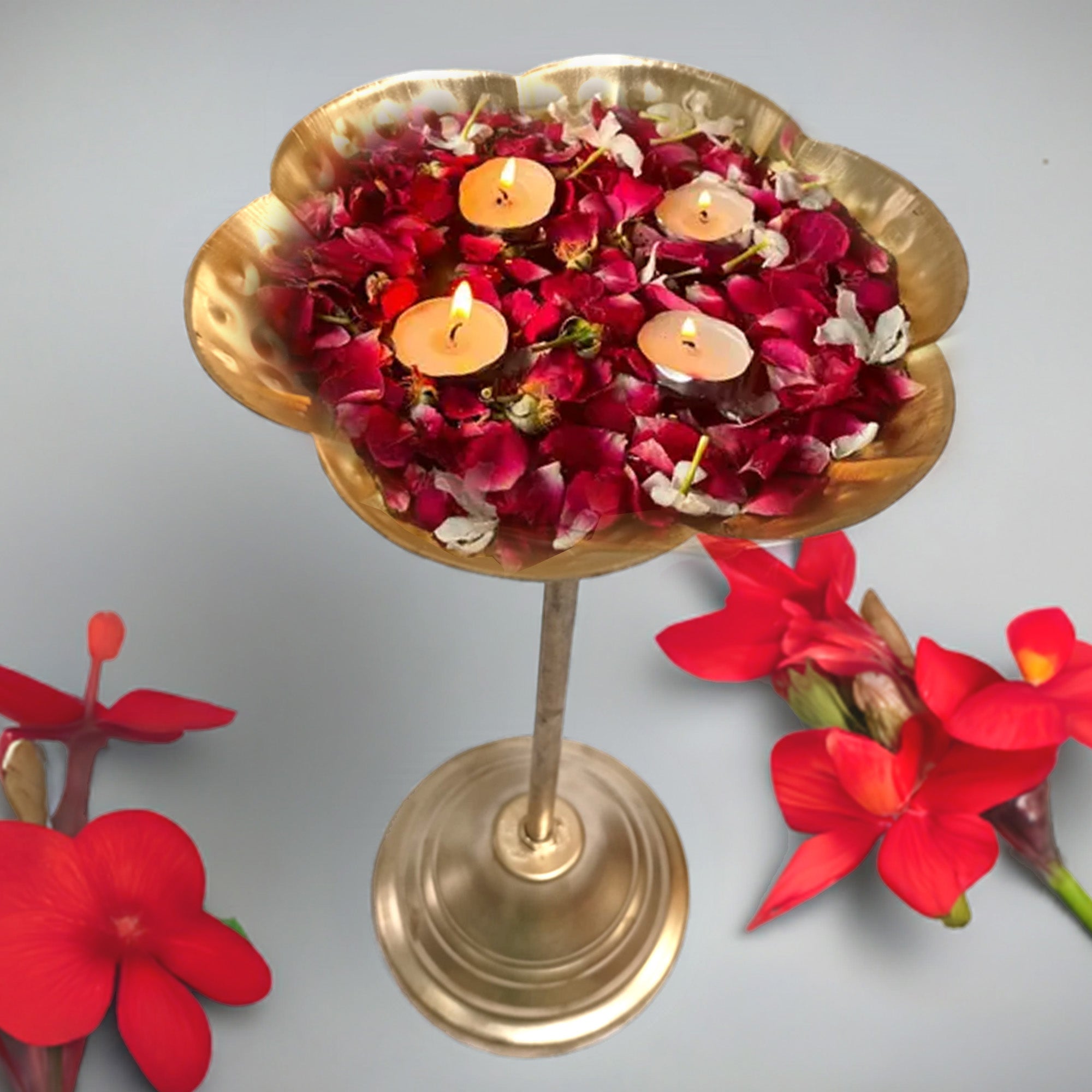 Urli Stand with Tealight Candles for Home Decor