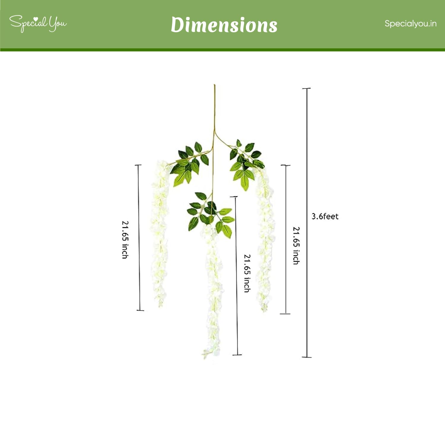 Pack of 6 White Wisteria for Decoration