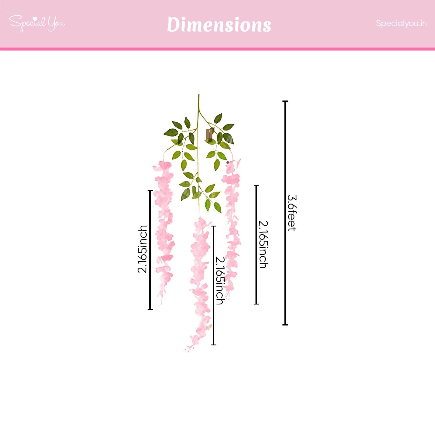Light Pink Wisteria Decoration Pack of 6