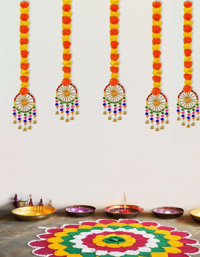 Marigold garland with Chakra Latkans Hanging