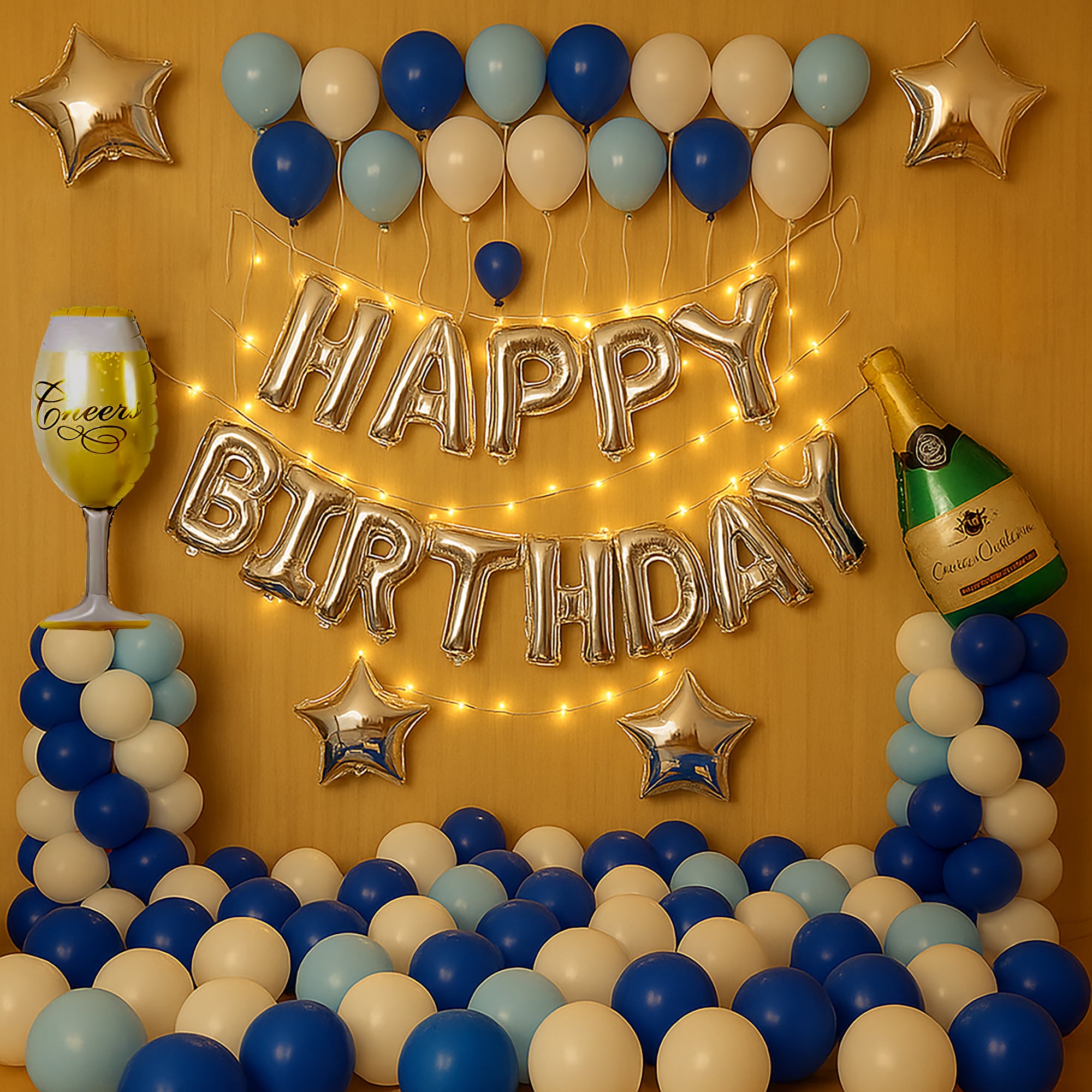 Blue, White Balloons for Birthday Decor