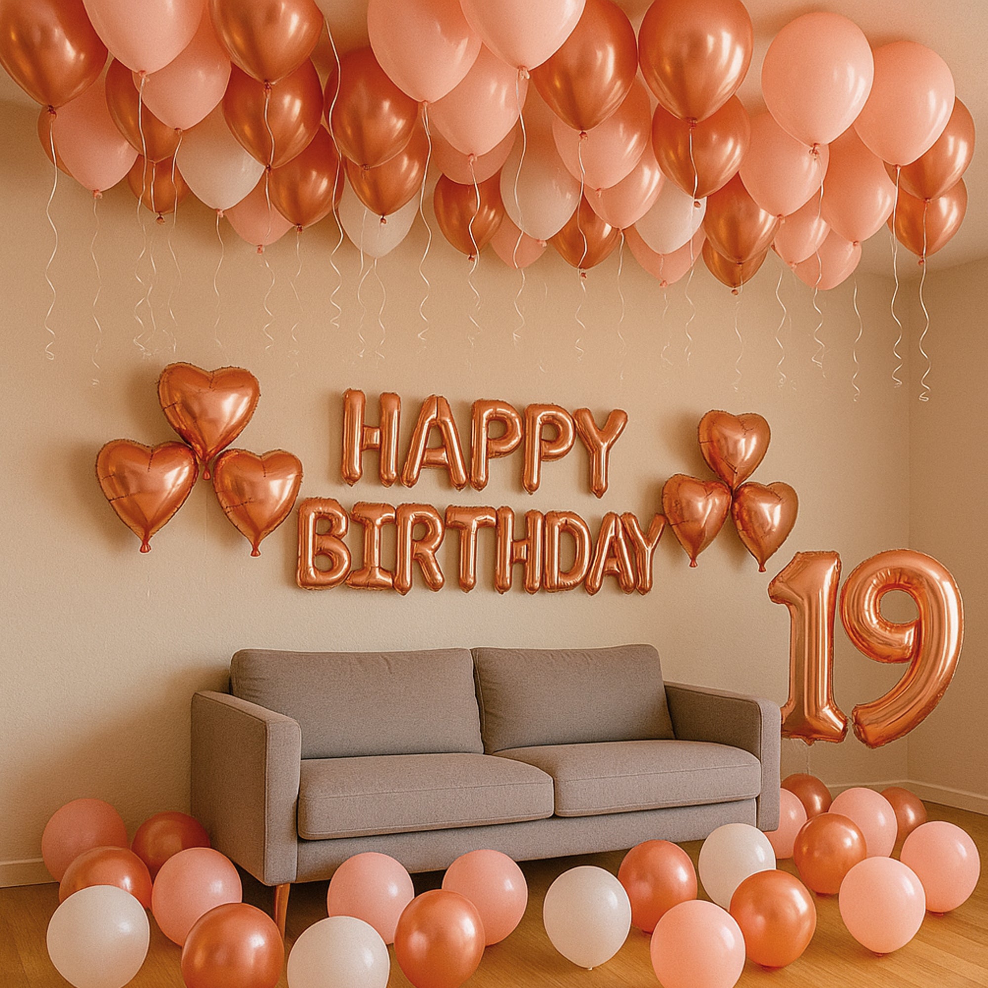 Pink, Rosegold,White Balloons for Birthday Decor