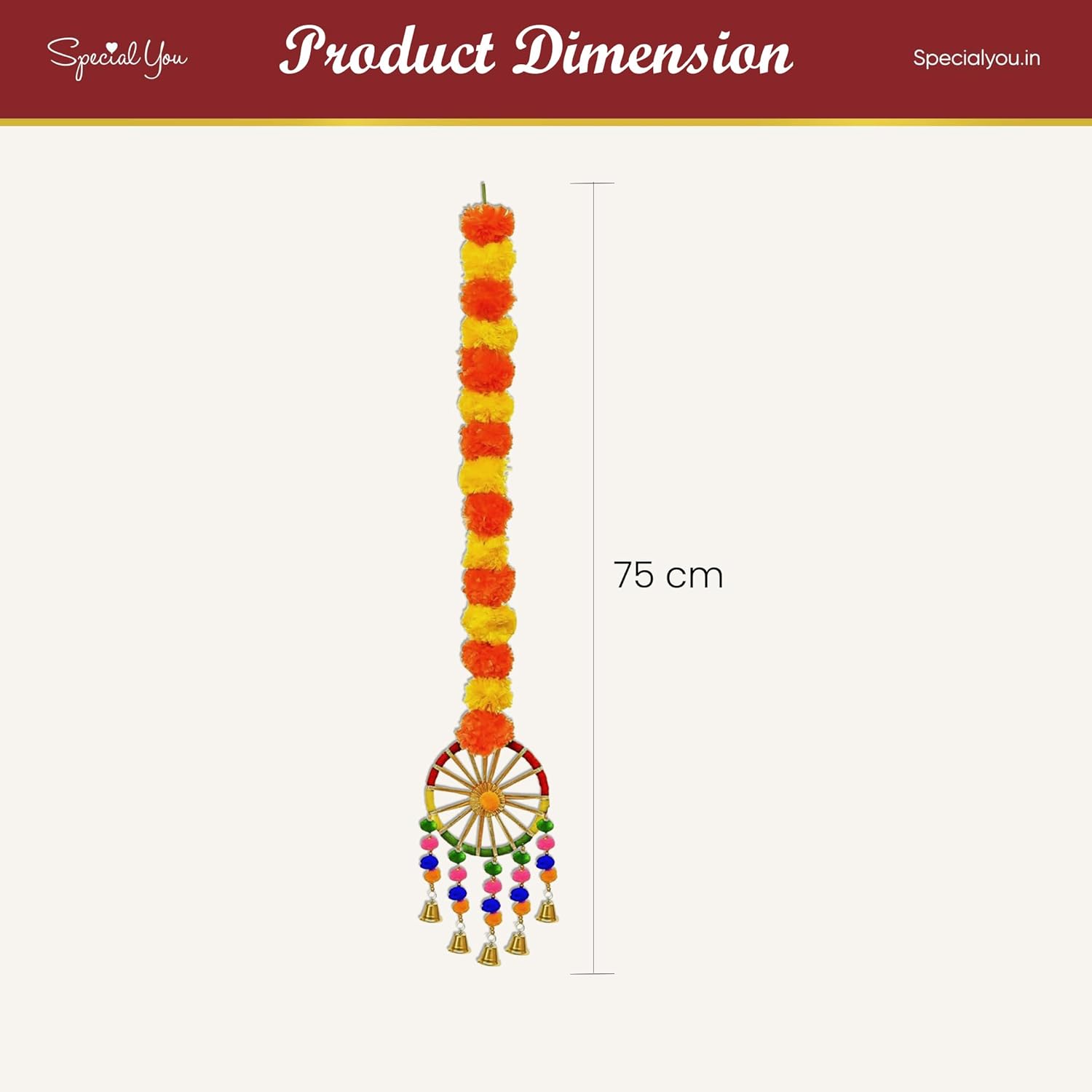 Marigold garland with Chakra Latkans Hanging
