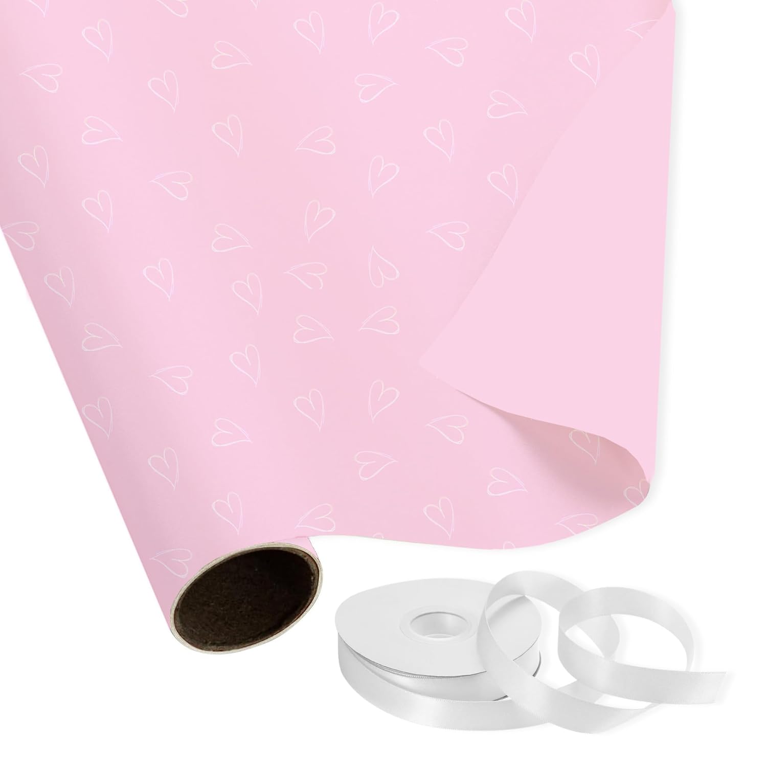 Heart Print Gift Wrapping Sheets- Pink