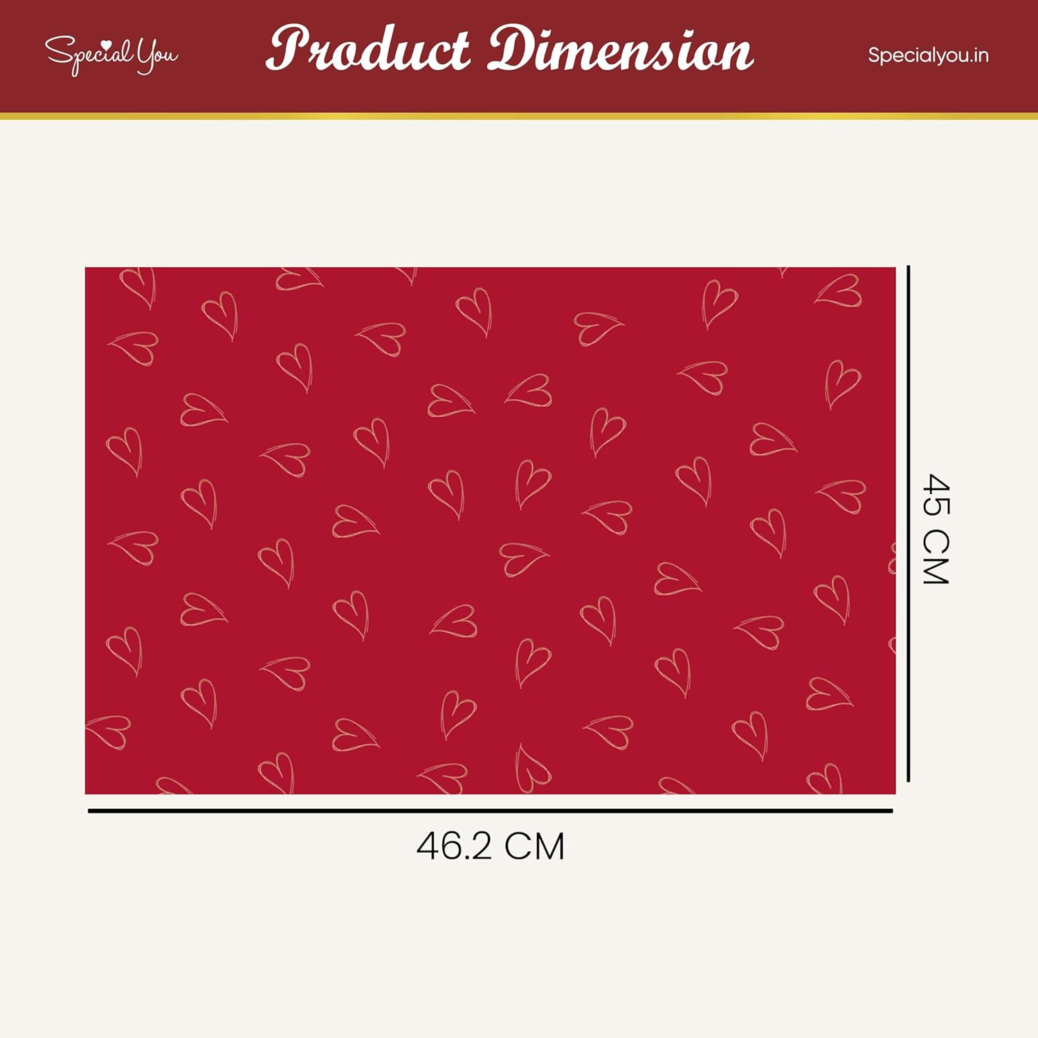 Heart Print Gift Wrapping Sheets- Red