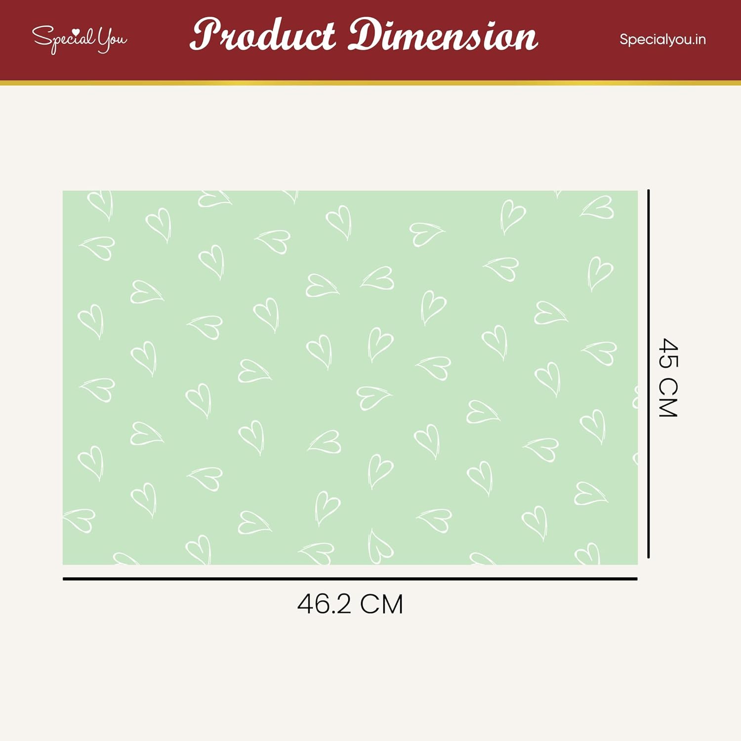 Heart Print Gift Wrapping Sheets- Green