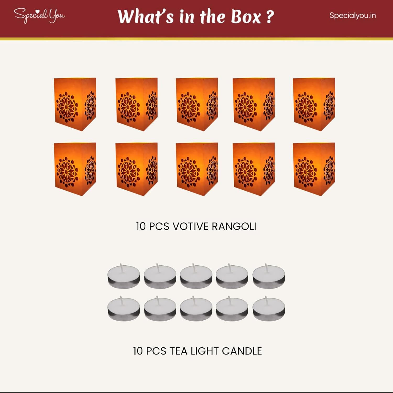 Rangoli Paper Votive with 10 Tea Light