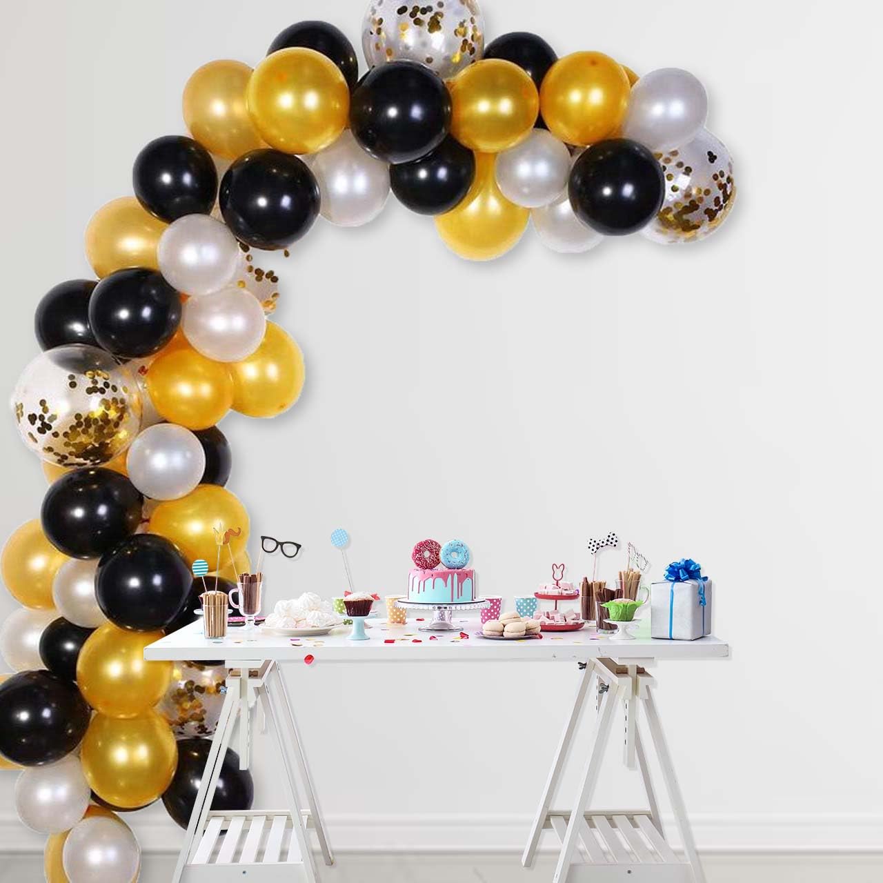 Black, Gold & White Balloon combo