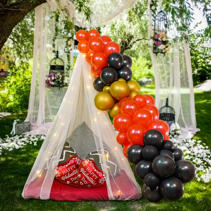 Black, Red & Golden Balloons for Valentine's Day