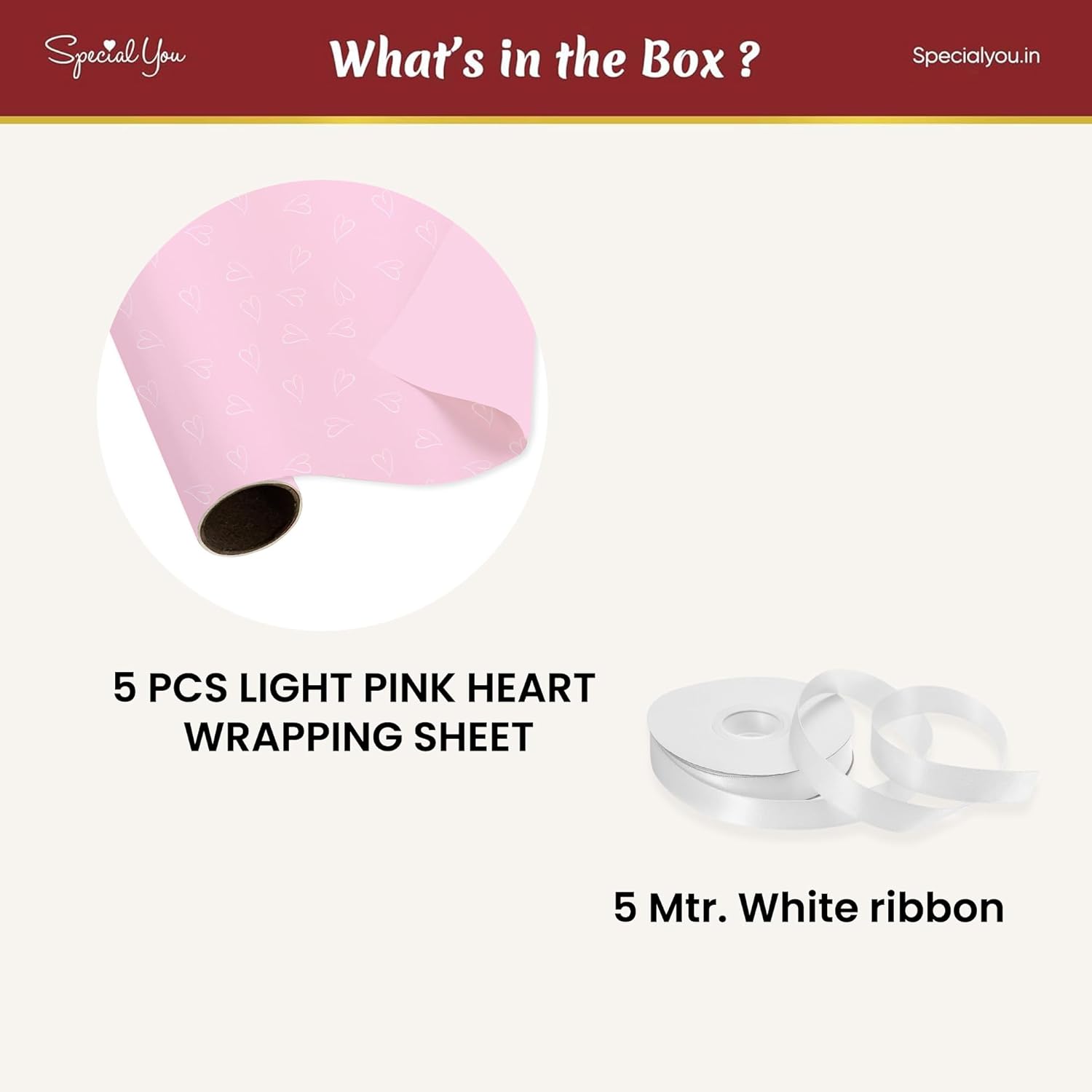 Heart Print Gift Wrapping Sheets- Pink