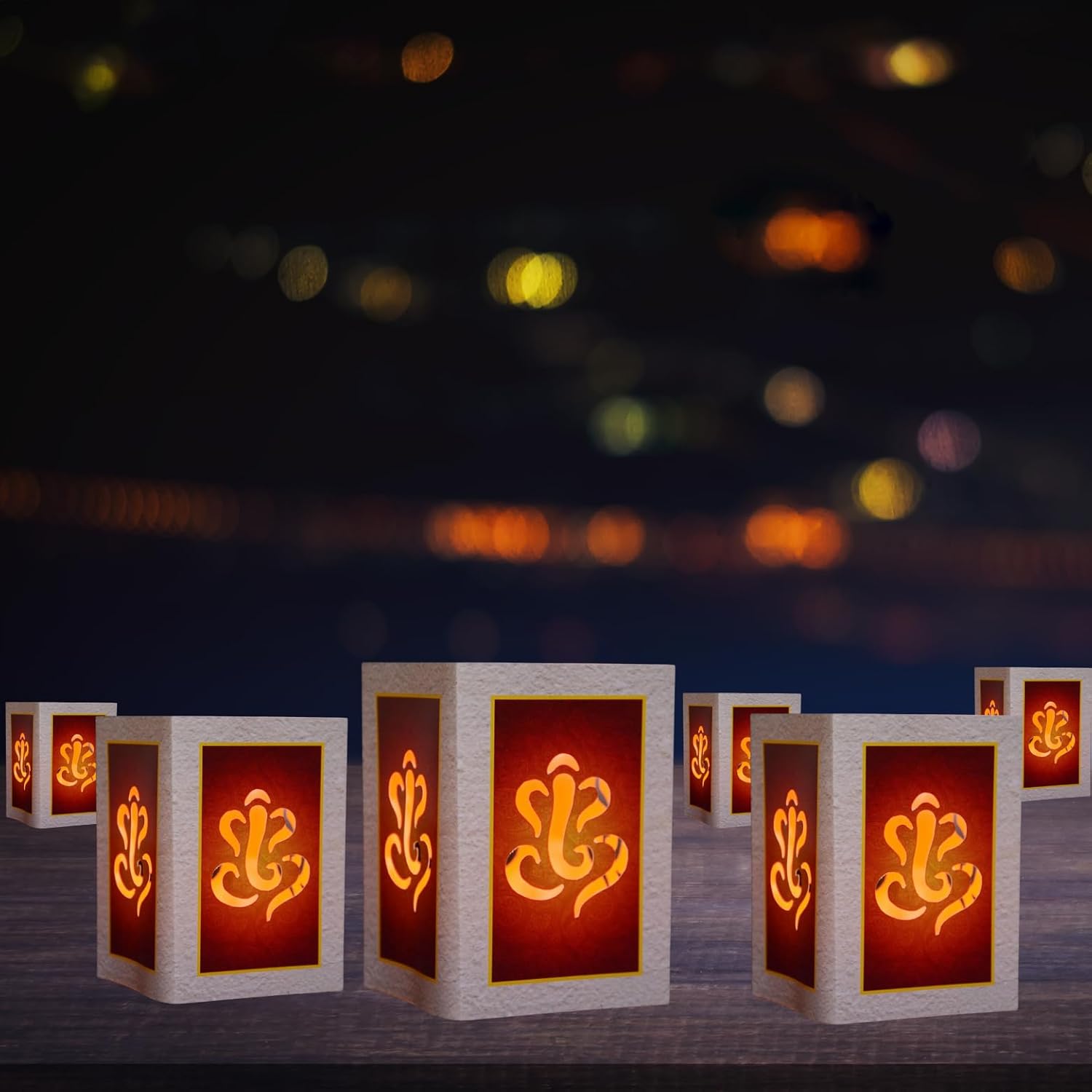 Ganesh Paper Votive with 10 Tea Light