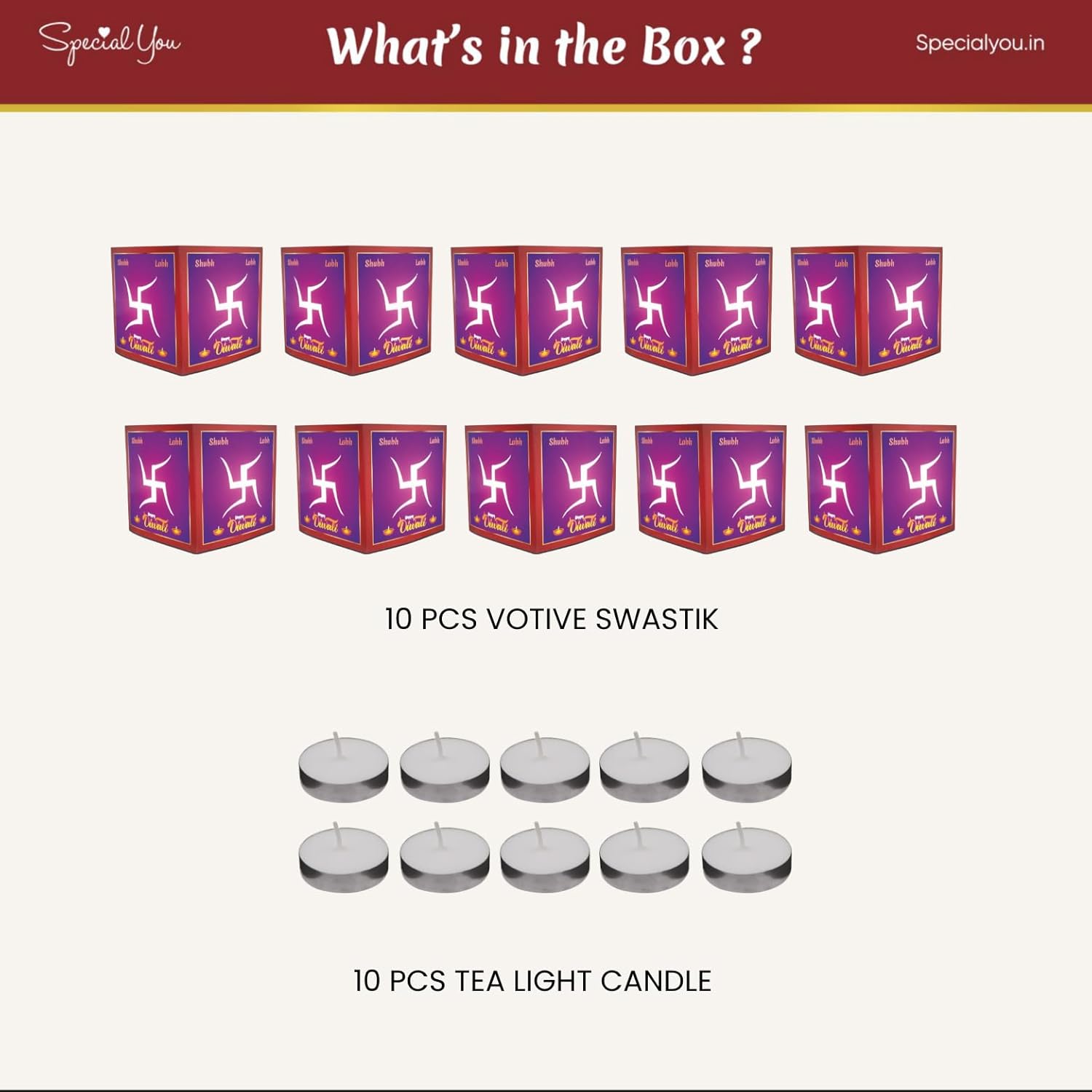 Swastik Paper Votive with 10 Tea Light