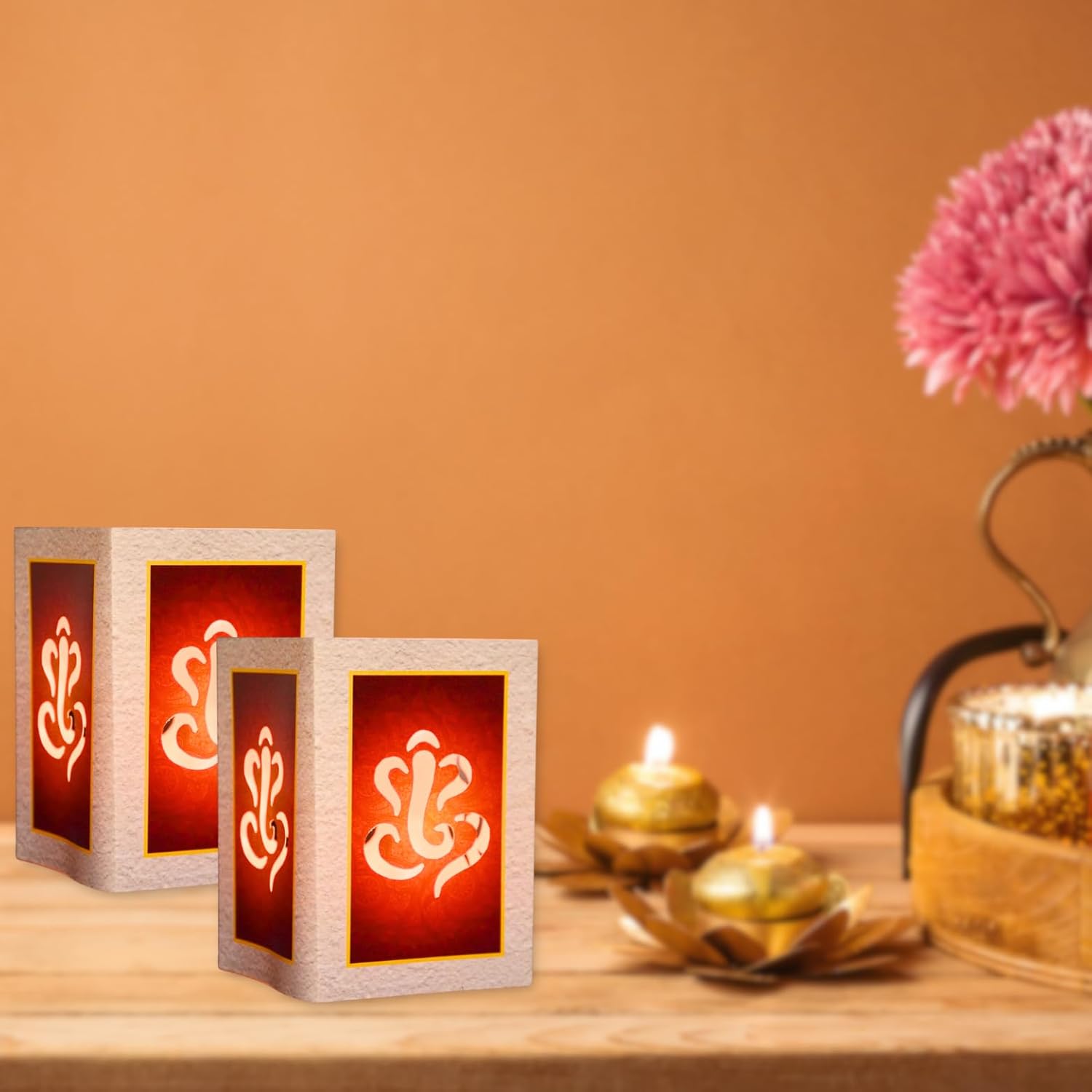 Ganesh Paper Votive with 10 Tea Light