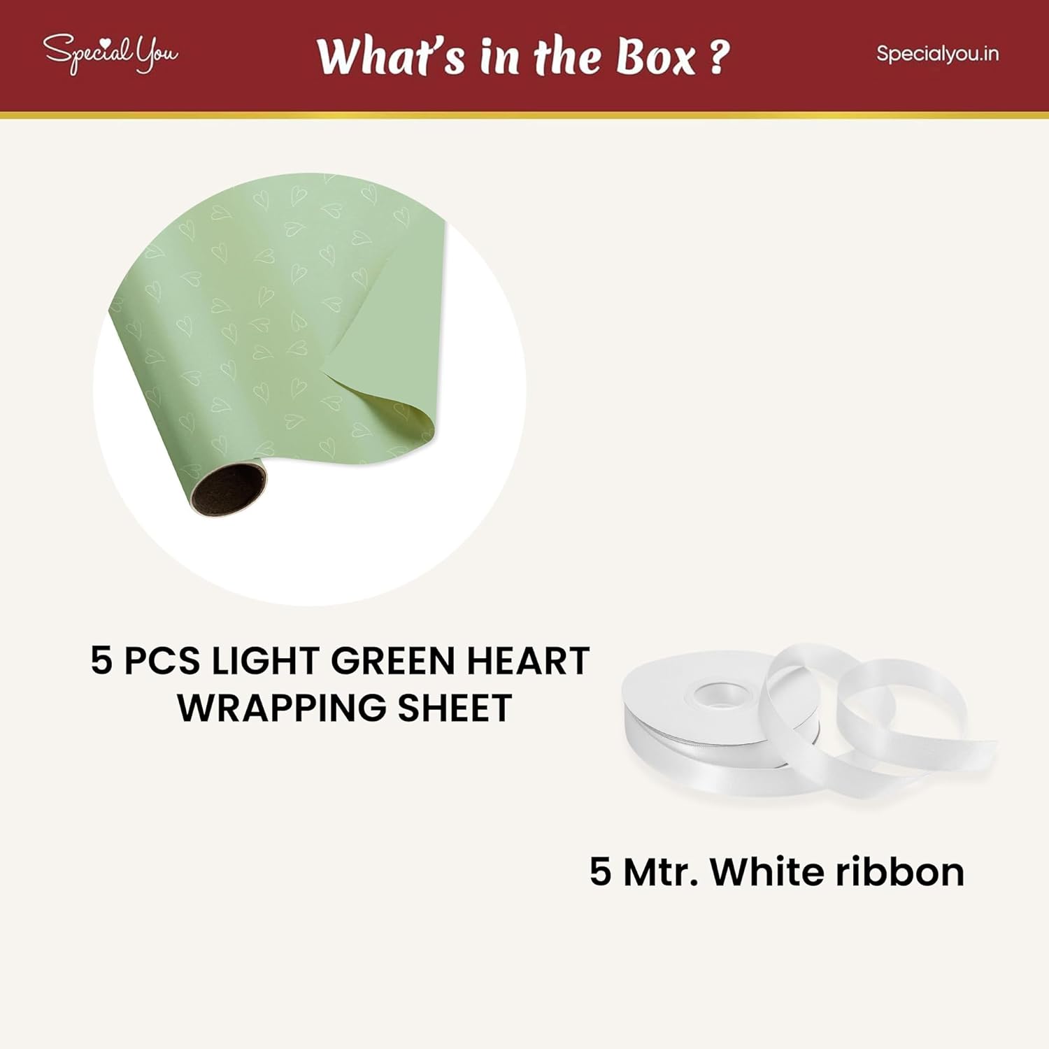 Heart Print Gift Wrapping Sheets- Green