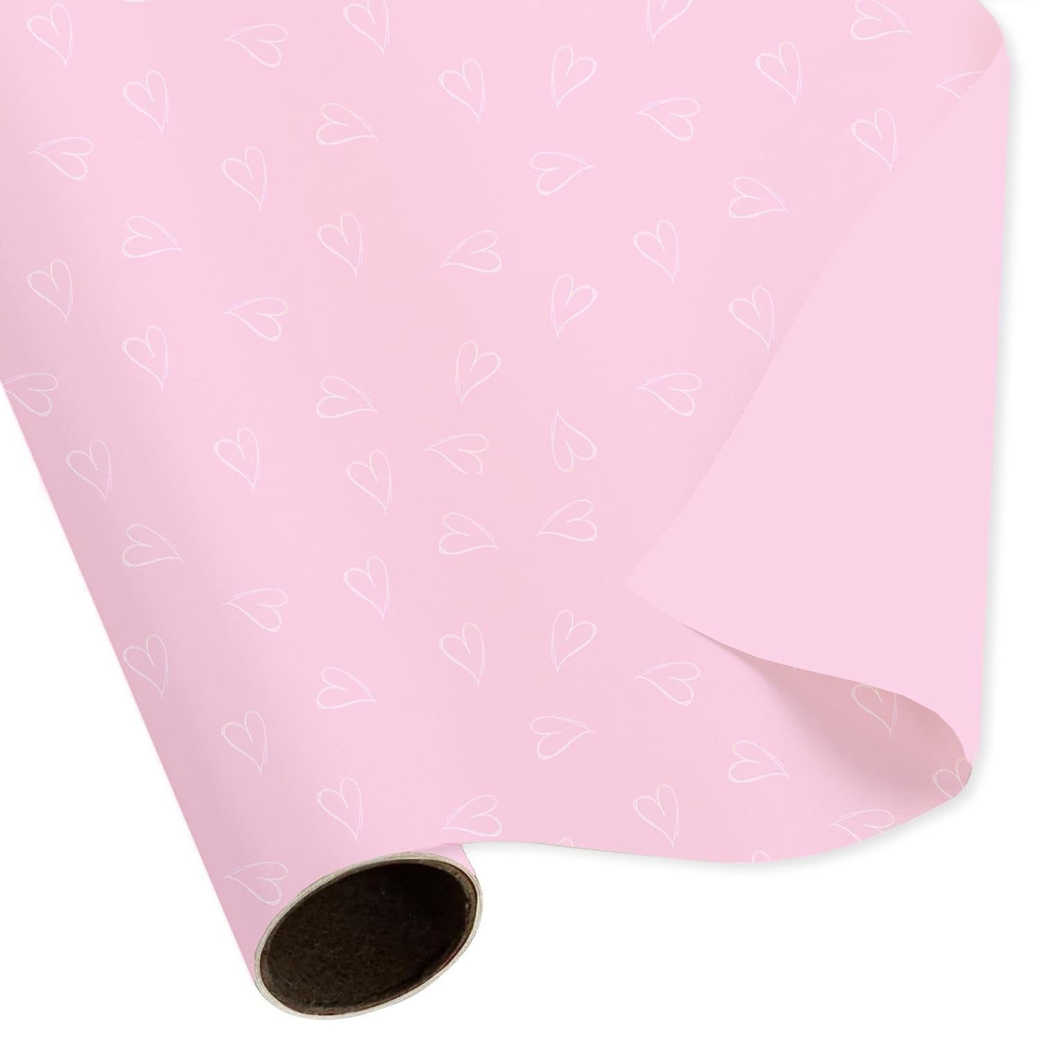 Heart Print Gift Wrapping Sheets- Pink
