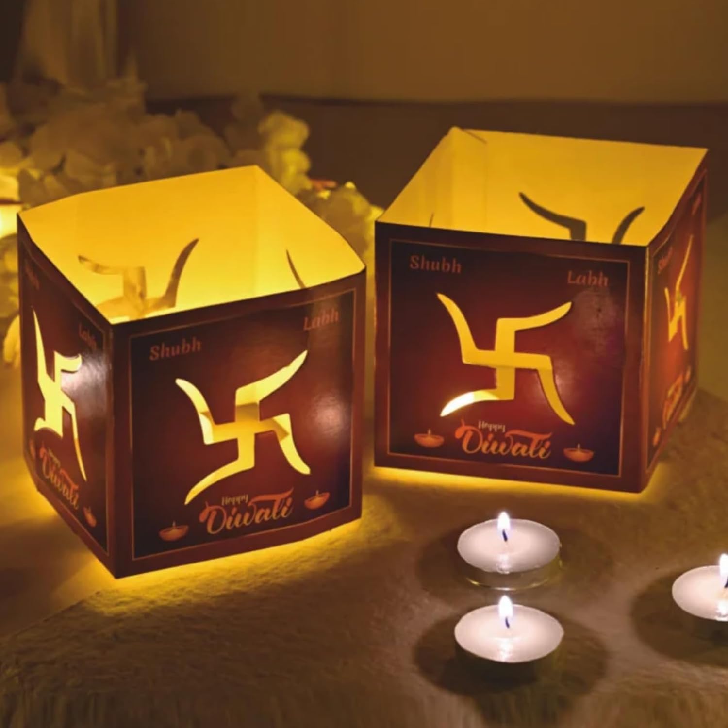 Swastik Paper Votive with 10 Tea Light