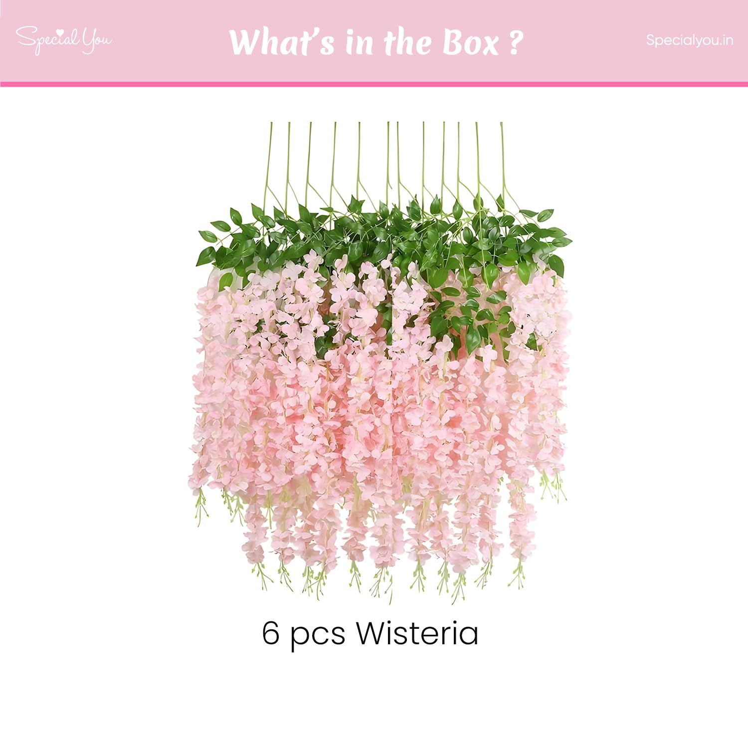 Light Pink Wisteria Decoration Pack of 6