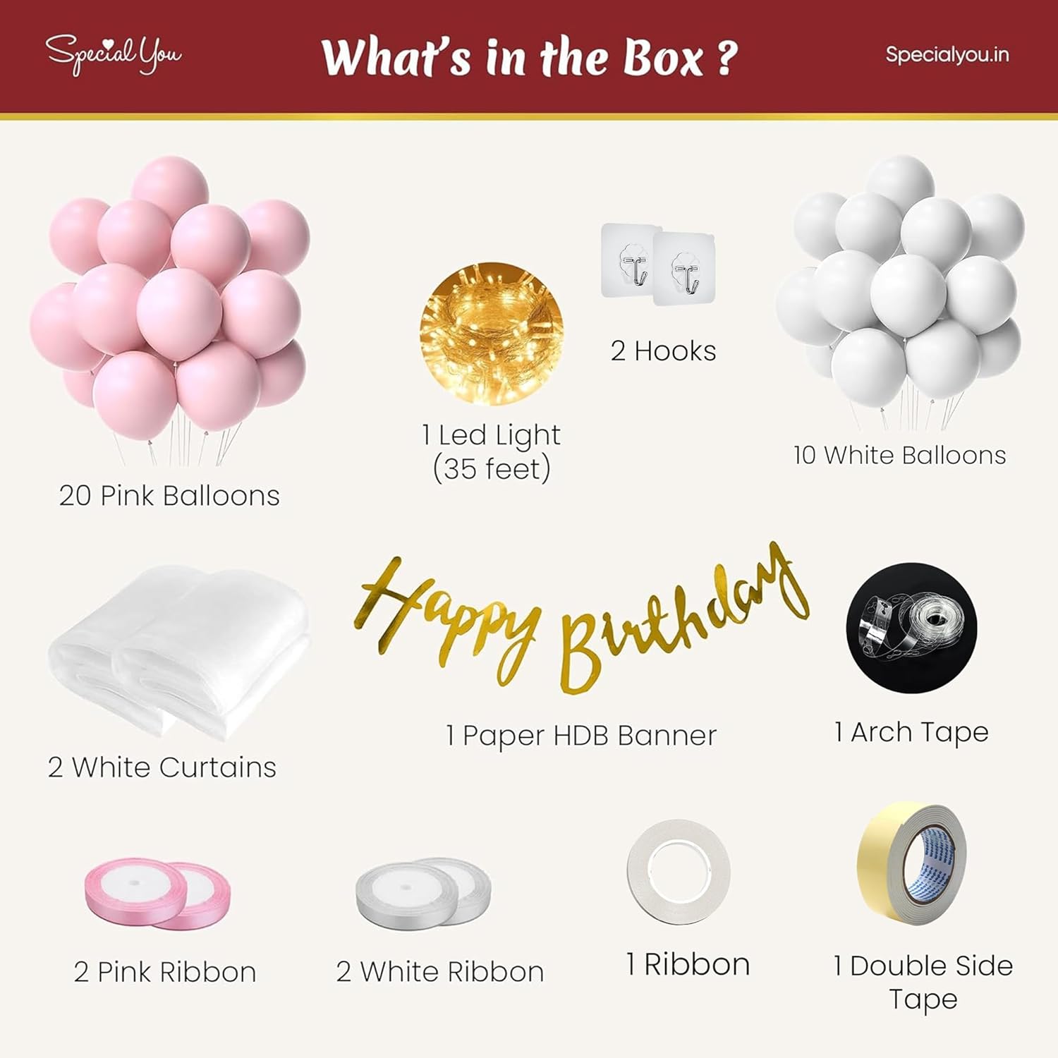 White pink balloon theme with backdrop