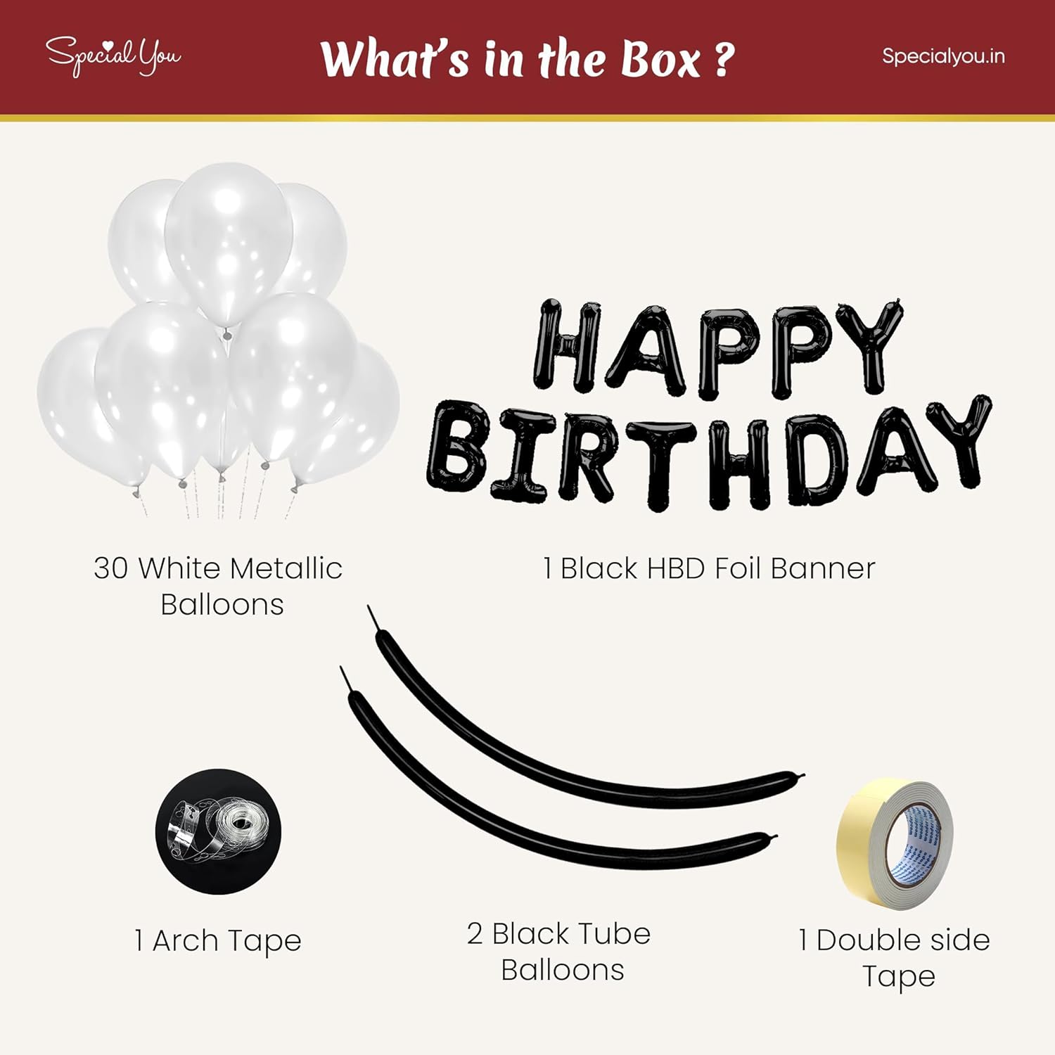 White Black Bow theme birthday decoration