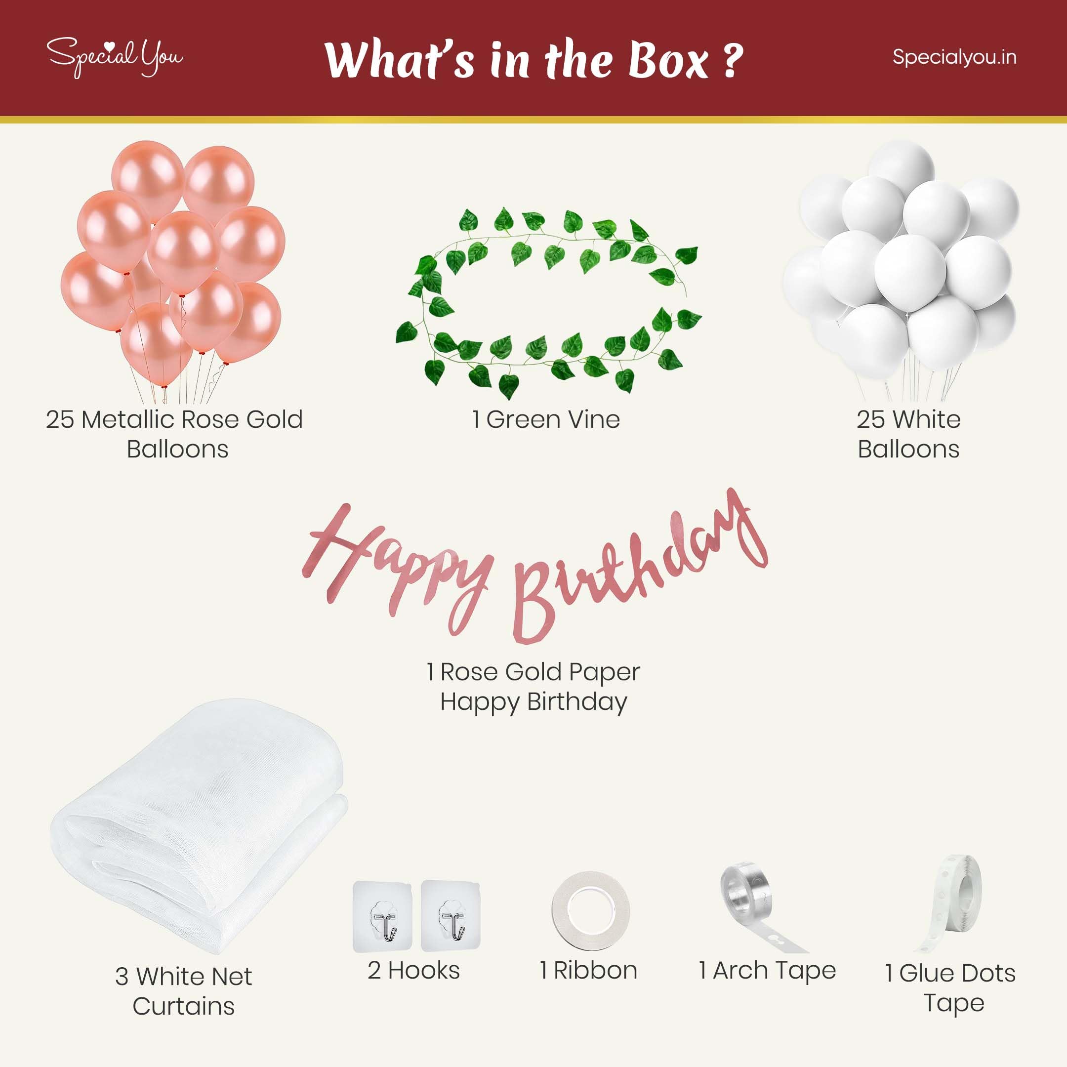 Rose Gold DIY Birthday Decoration Kit