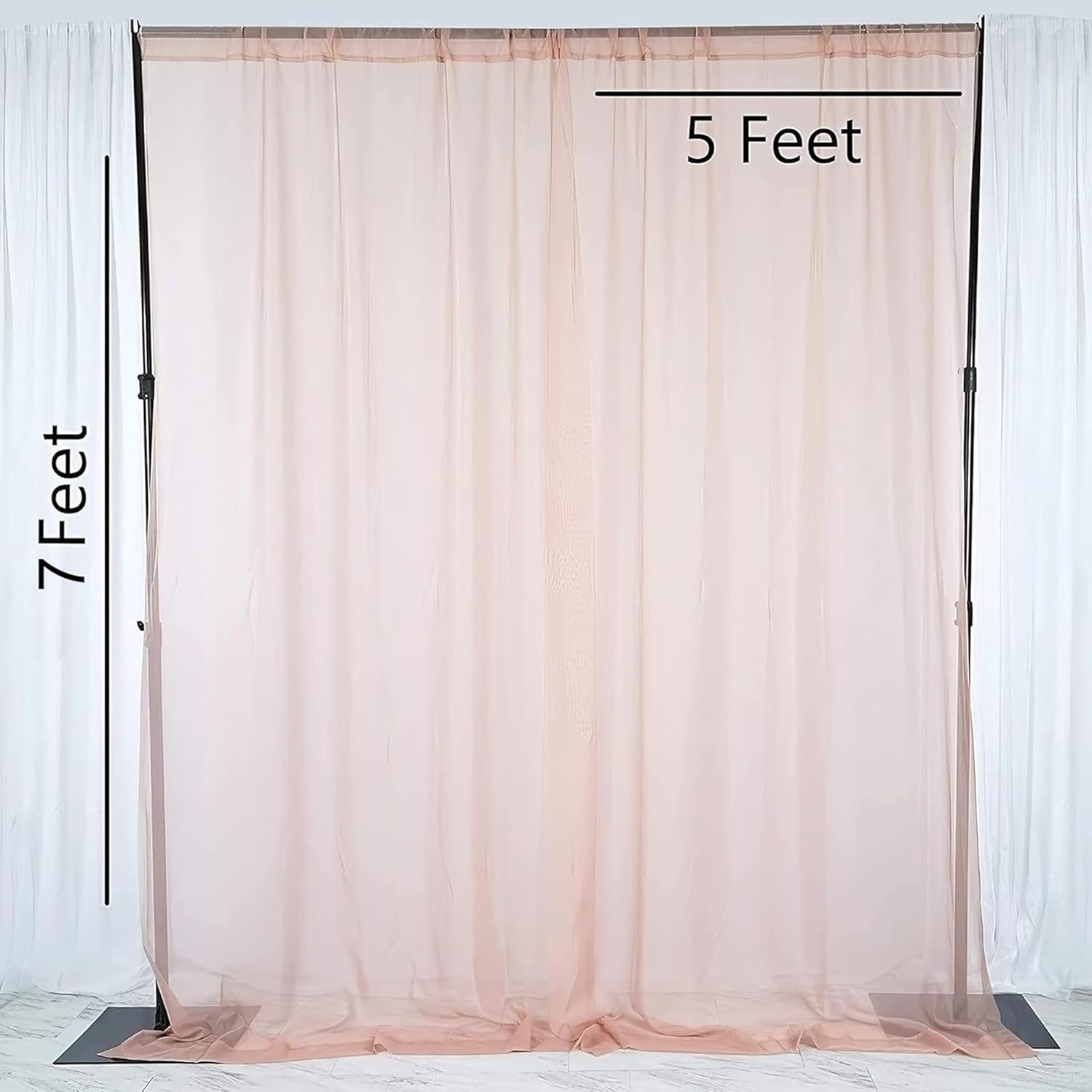 Peach Net Curtain for Decoration with Fairy Light