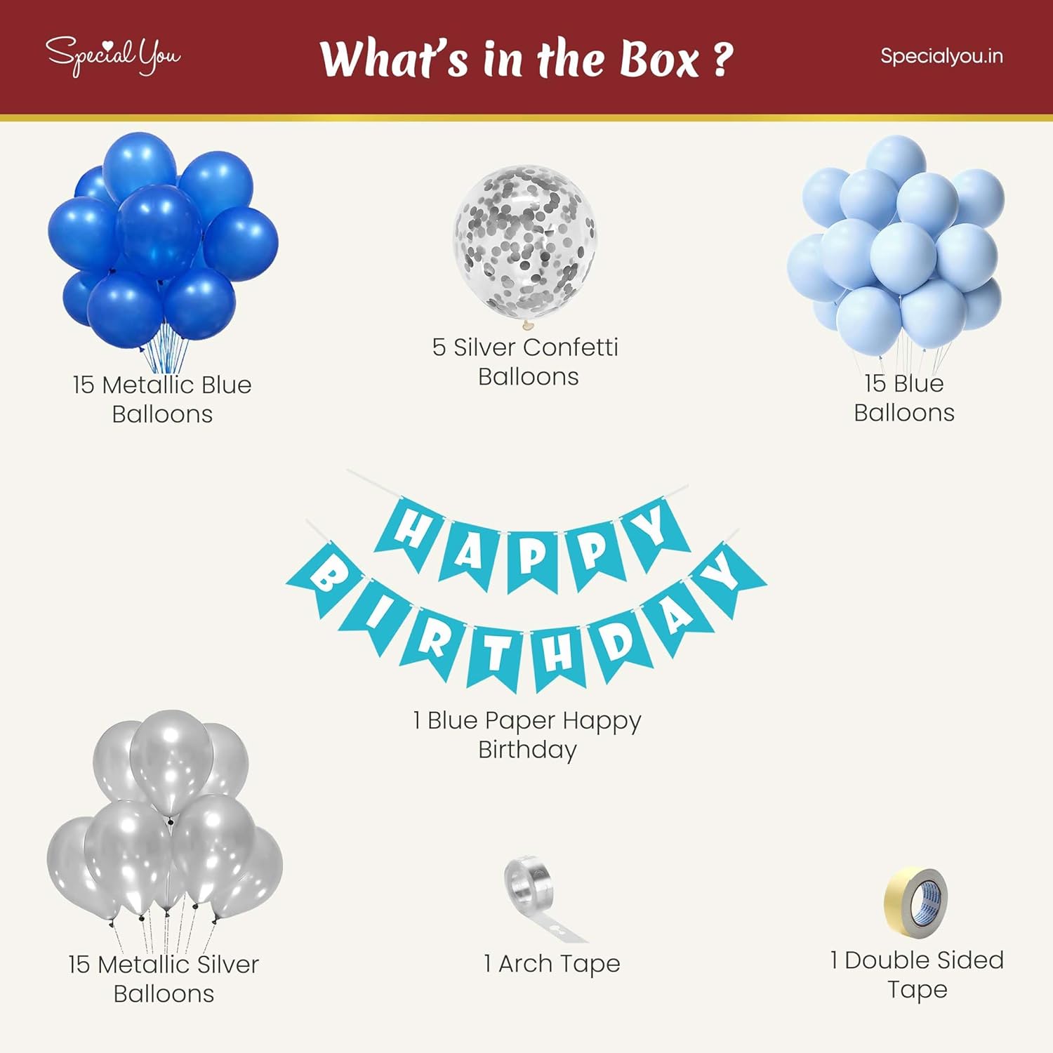 Blue theme Happy birthday decoration item kit for boys
