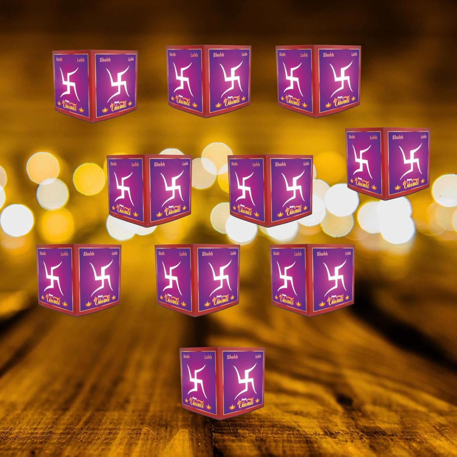 Swastik Paper Votive with 10 Tea Light
