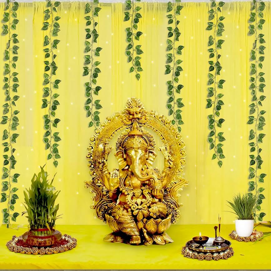 Yellow Net curtain backdrop decor
