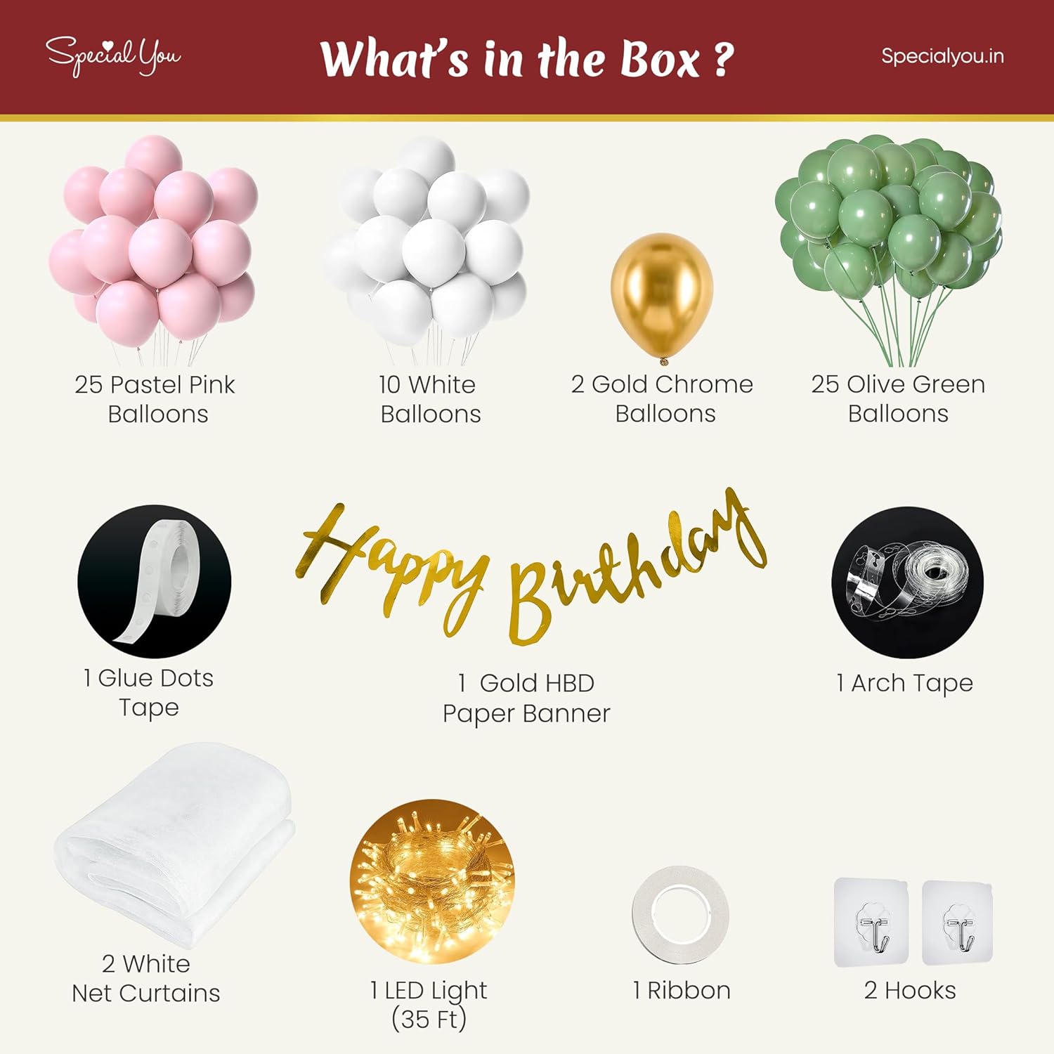 Green & Pink Balloons Birthday Decoration Kit