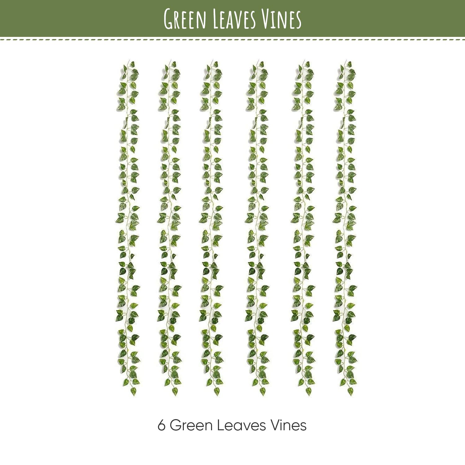 Artificial Green Leaves Vines for Decoration Wall - 6 Pieces