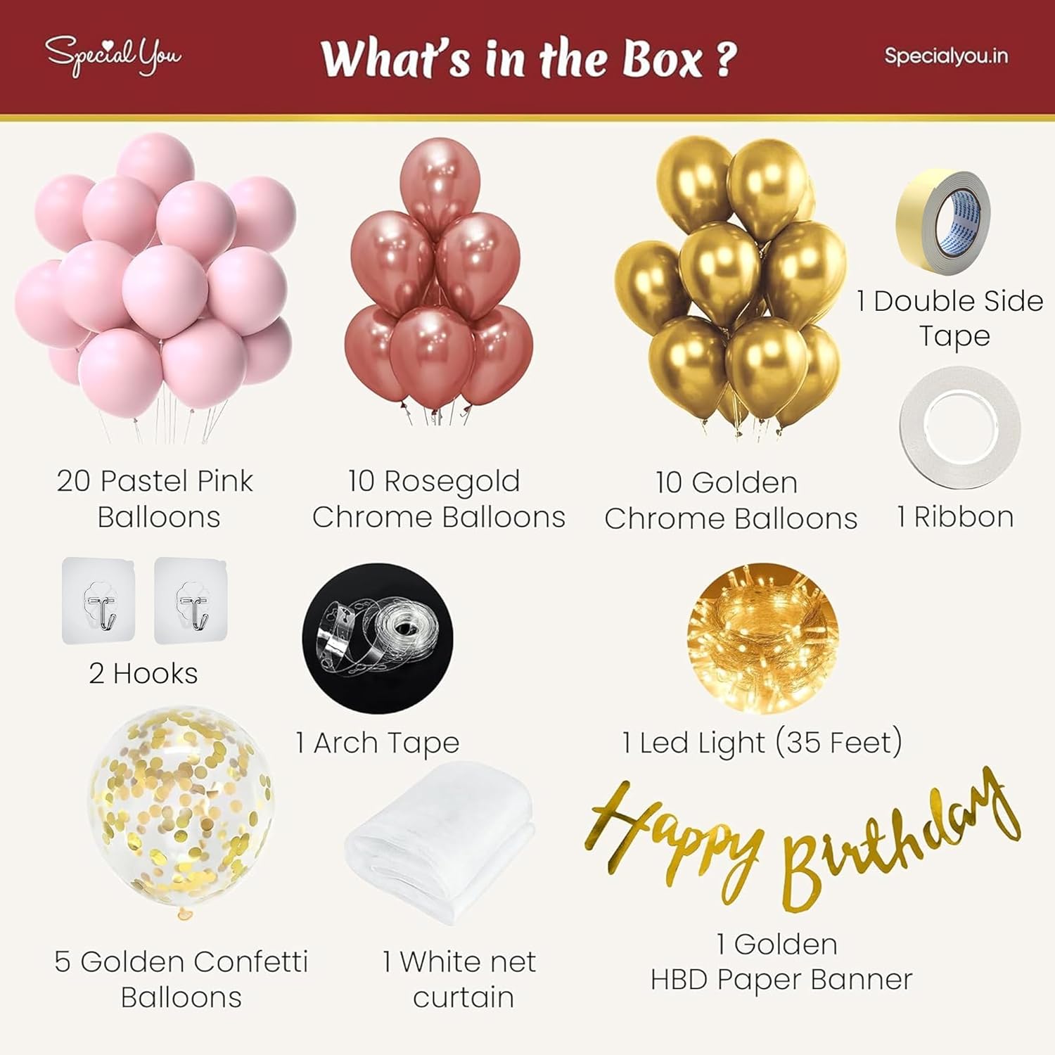 Pink Rosegold theme happy birthday decoration kit