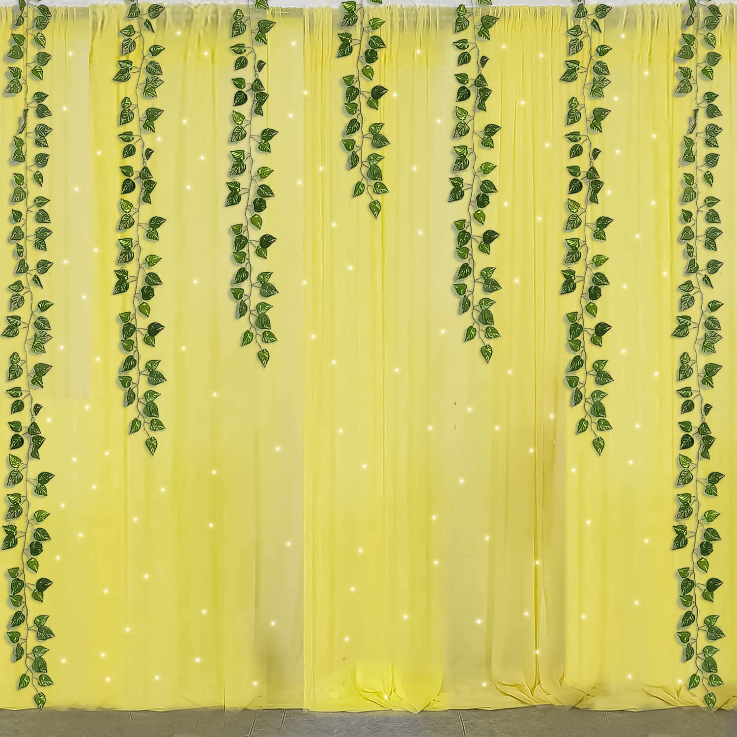 Yellow Net curtain backdrop decor