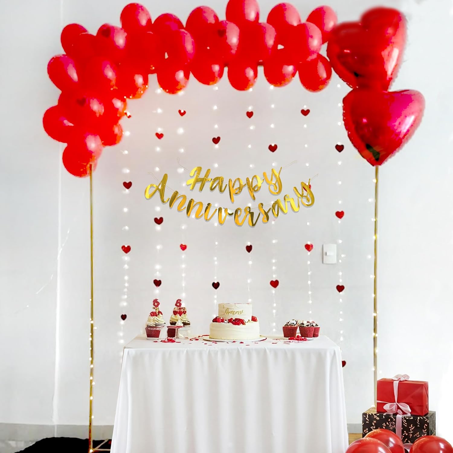 Red Balloon theme for Anniversary with Cursive Banner