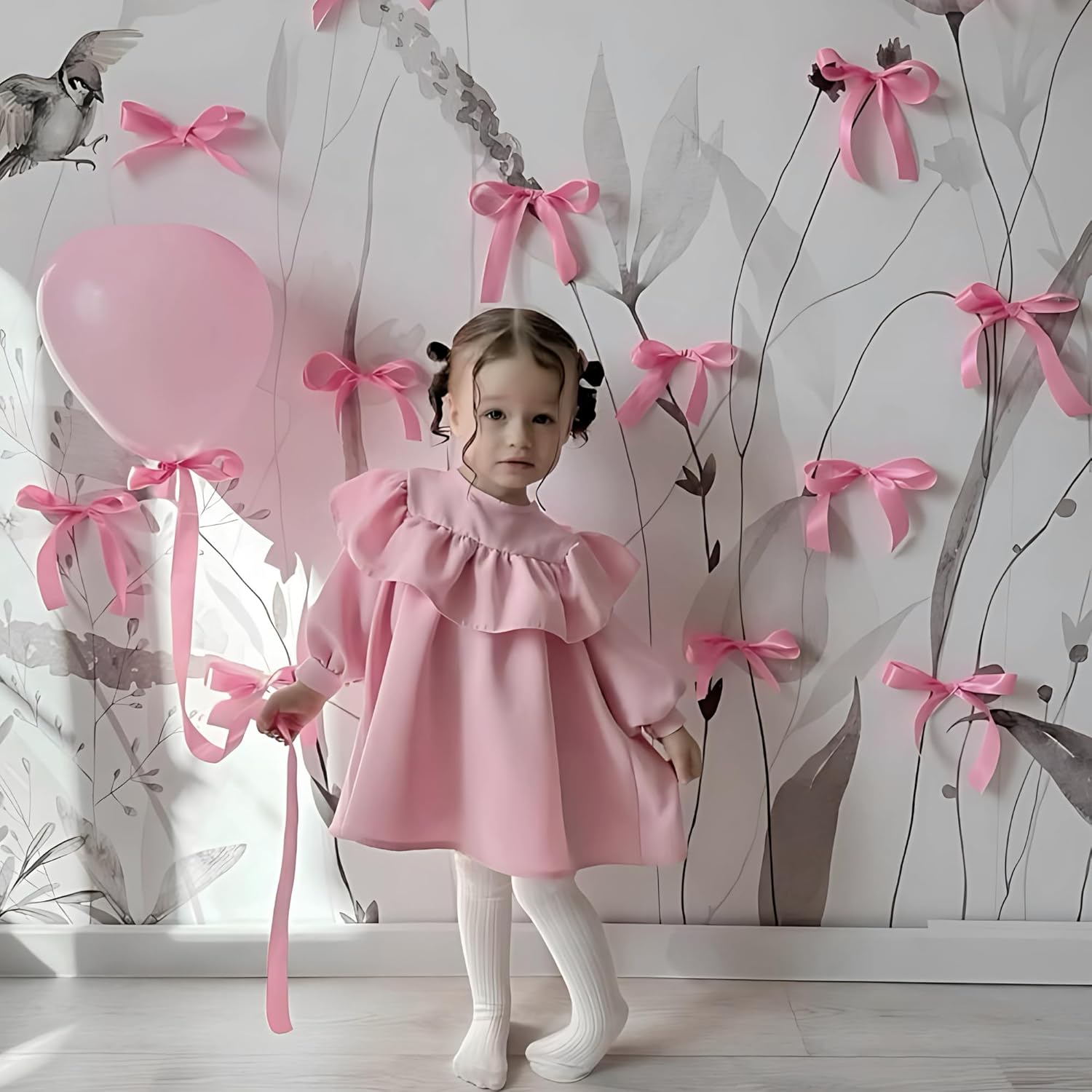 Satin Pink bow theme birthday decoration