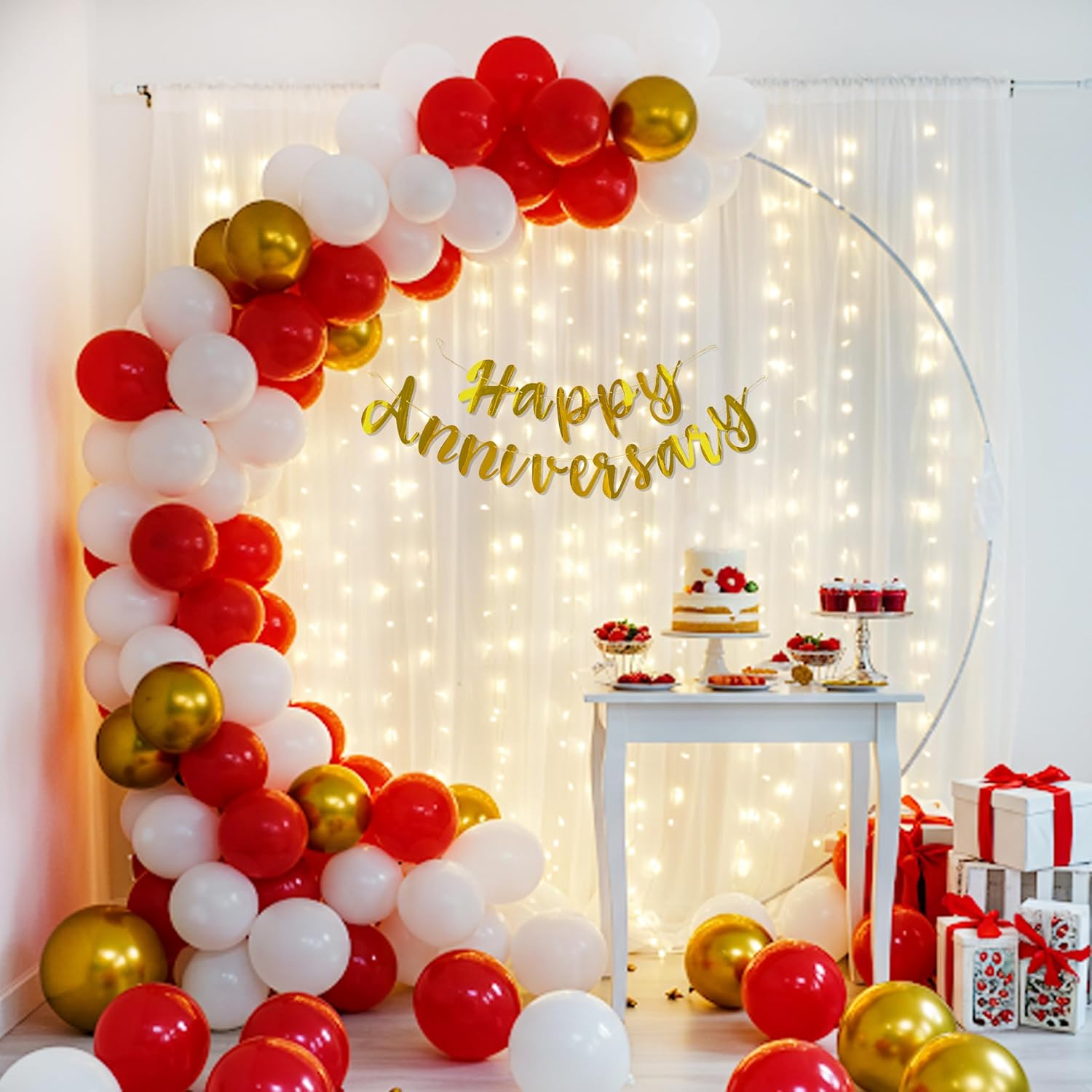 Anniversary  Theme Decor with Backdrop And Lights