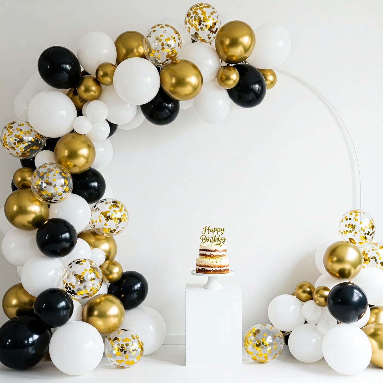 Black, Gold, Chrome & White Balloons Birthday Decor