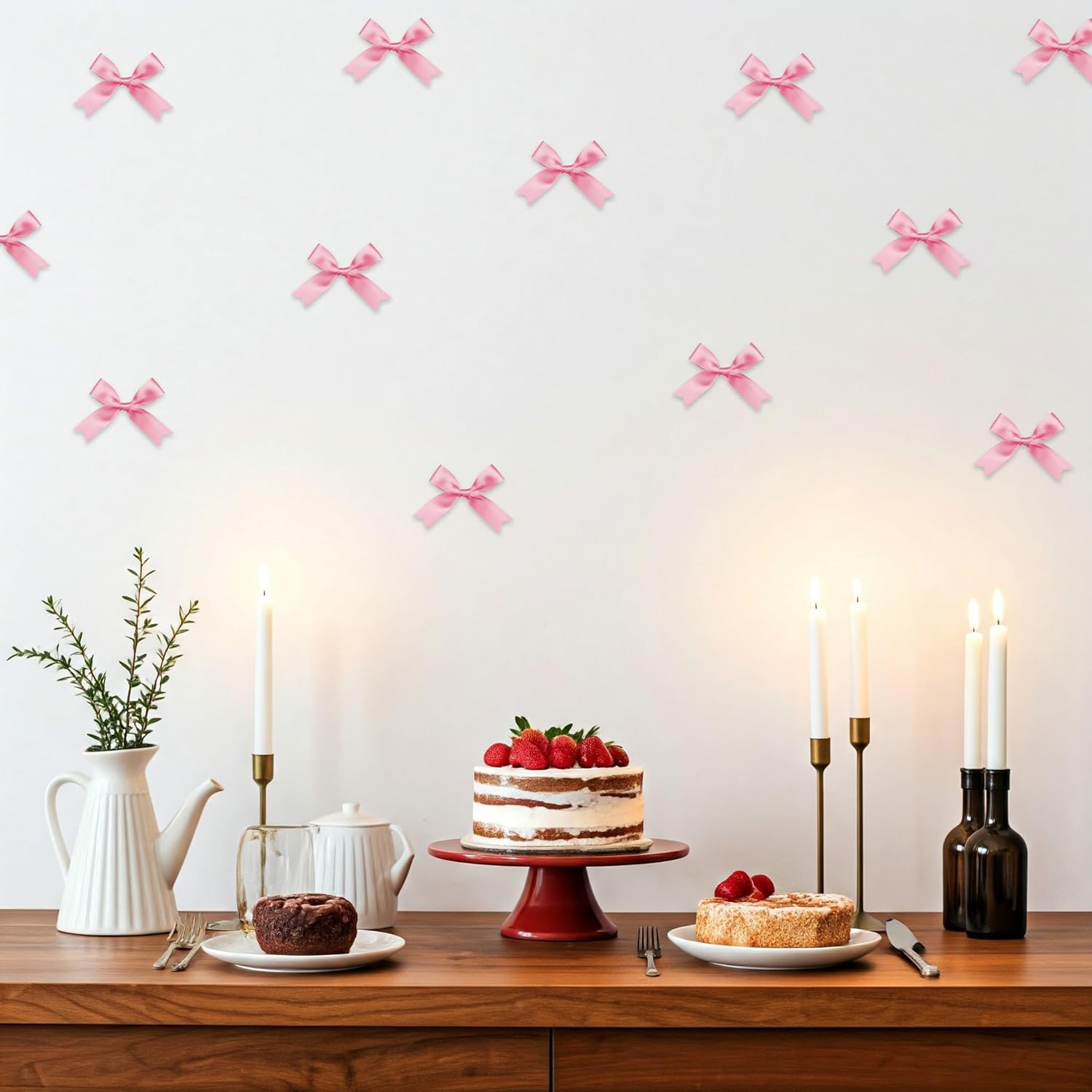 Satin Pink bow theme birthday decoration