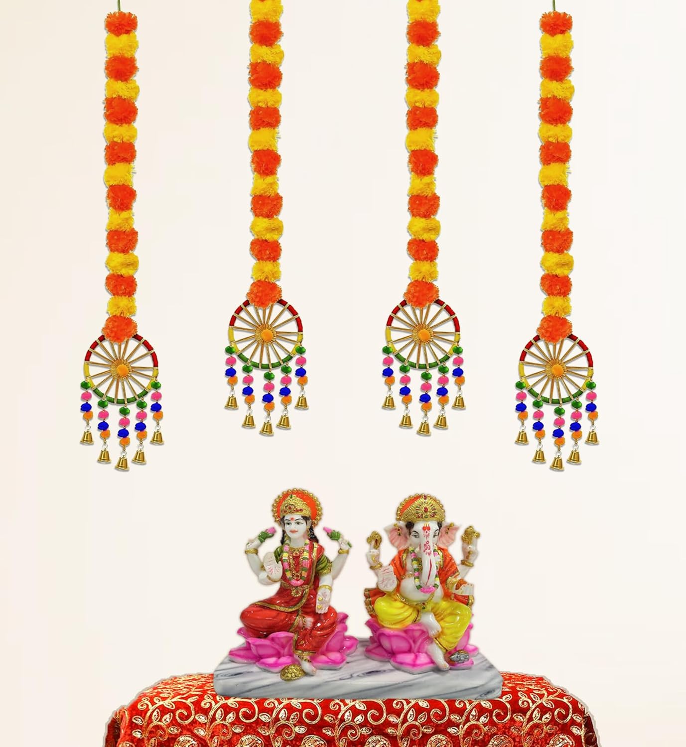 Marigold garland with Chakra Latkans Hanging