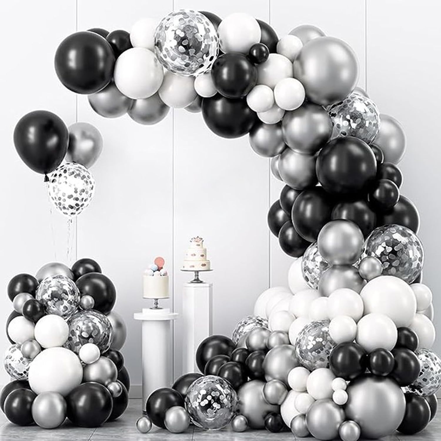 Black, White & Silver Balloons combo
