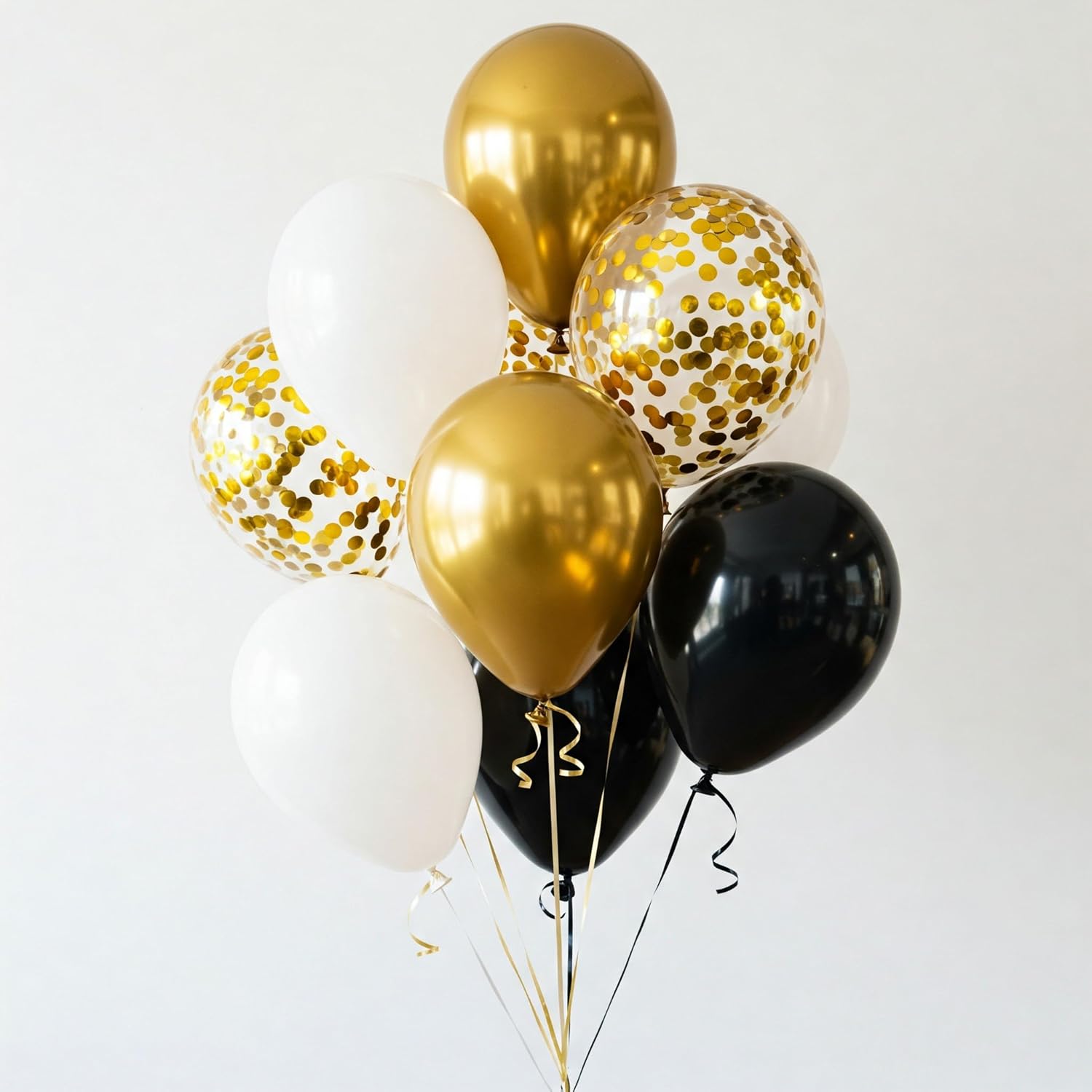 Black, Gold, Chrome & White Balloons Birthday Decor