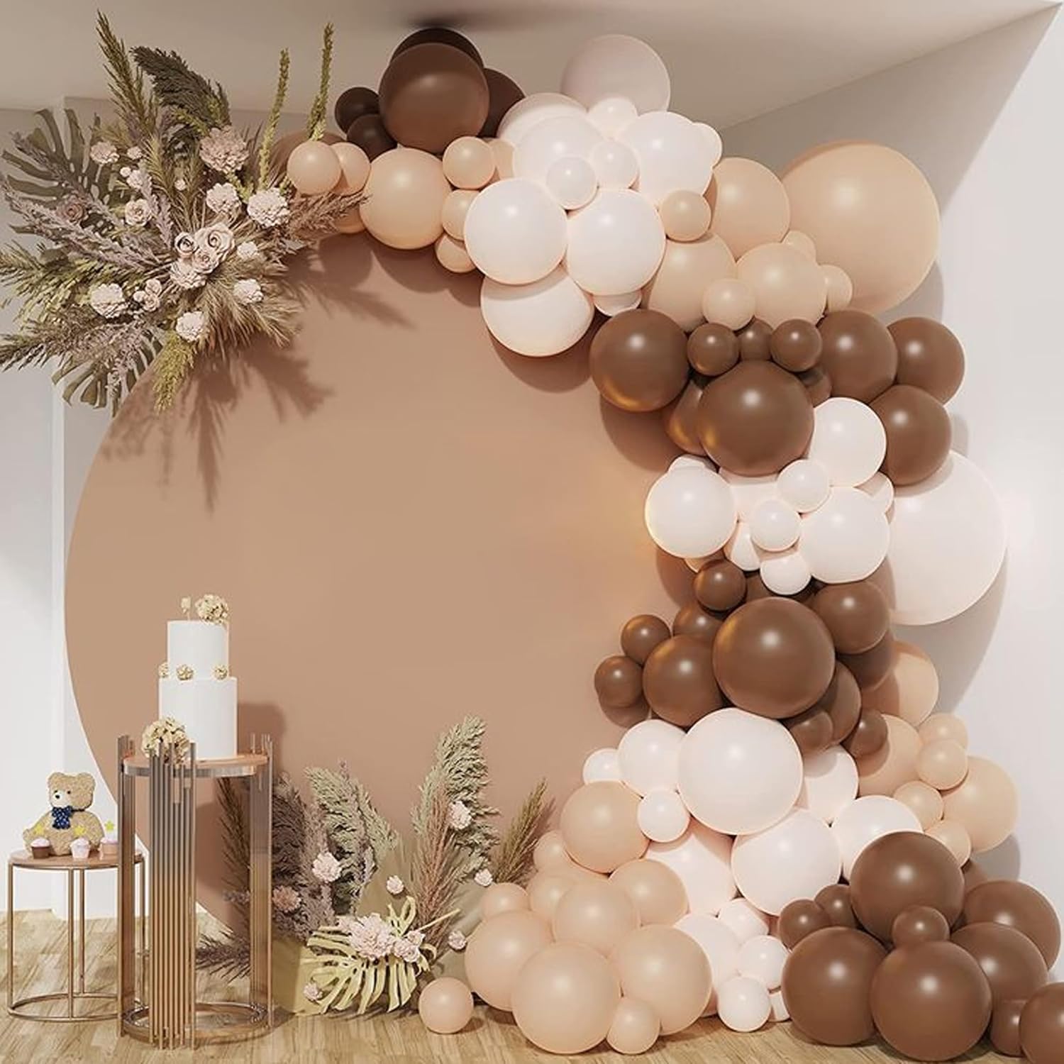 Brown, Peach & White Balloon Combo