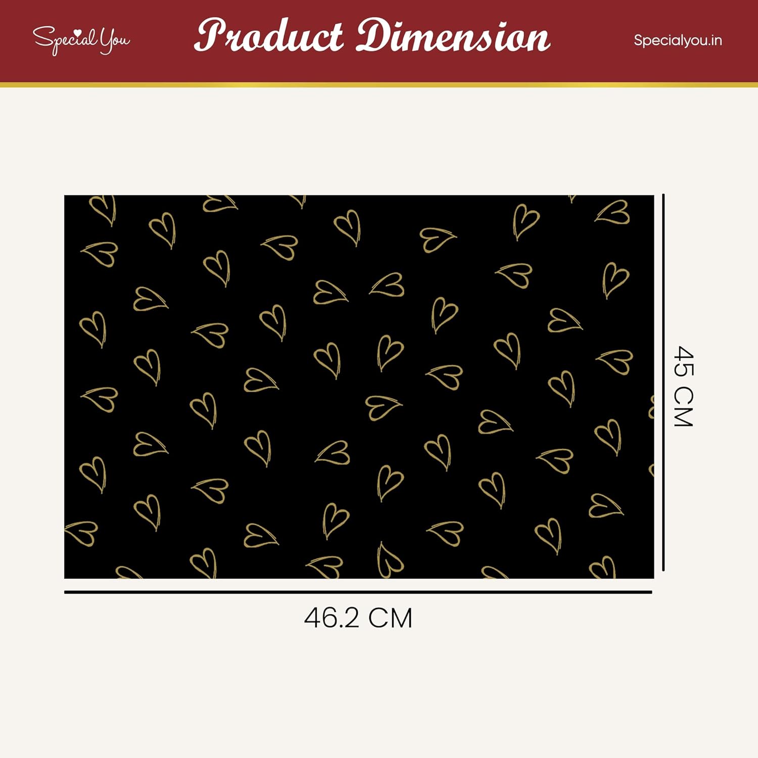 Heart Print Gift Wrapping Sheets- Black