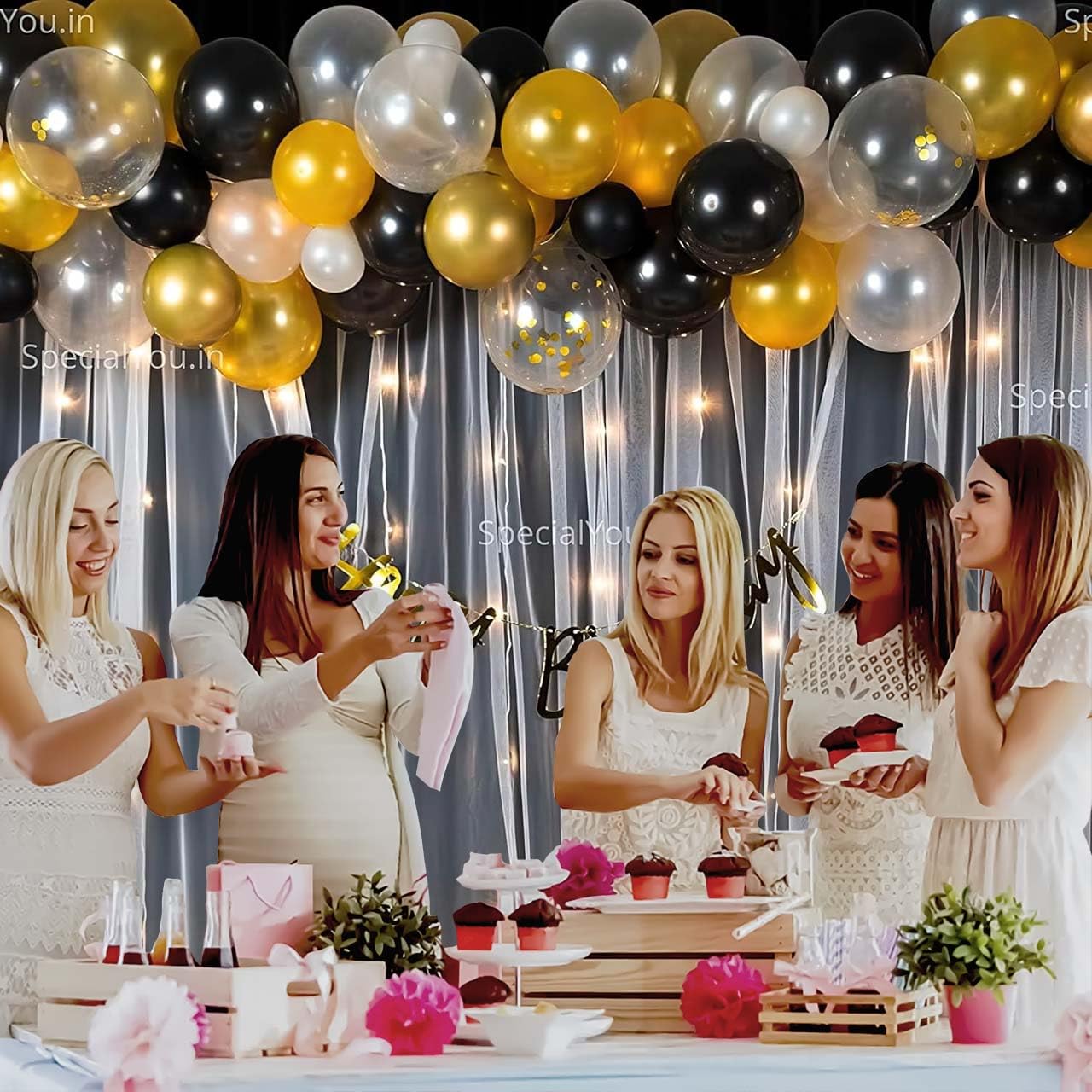 Black, Gold & White Balloon combo