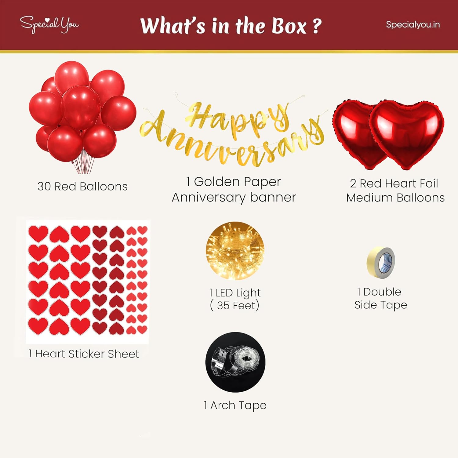 Red Balloon theme for Anniversary with Cursive Banner