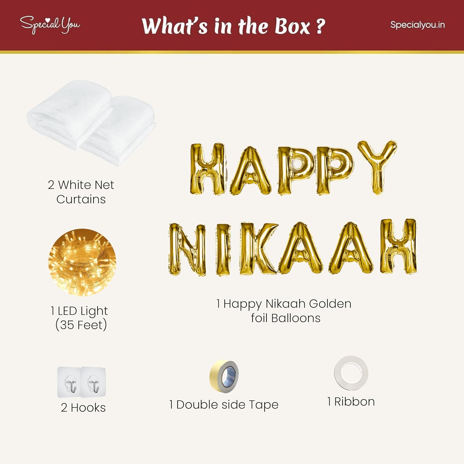 Happy Nikaah Decoration with Curtains and Fairy light